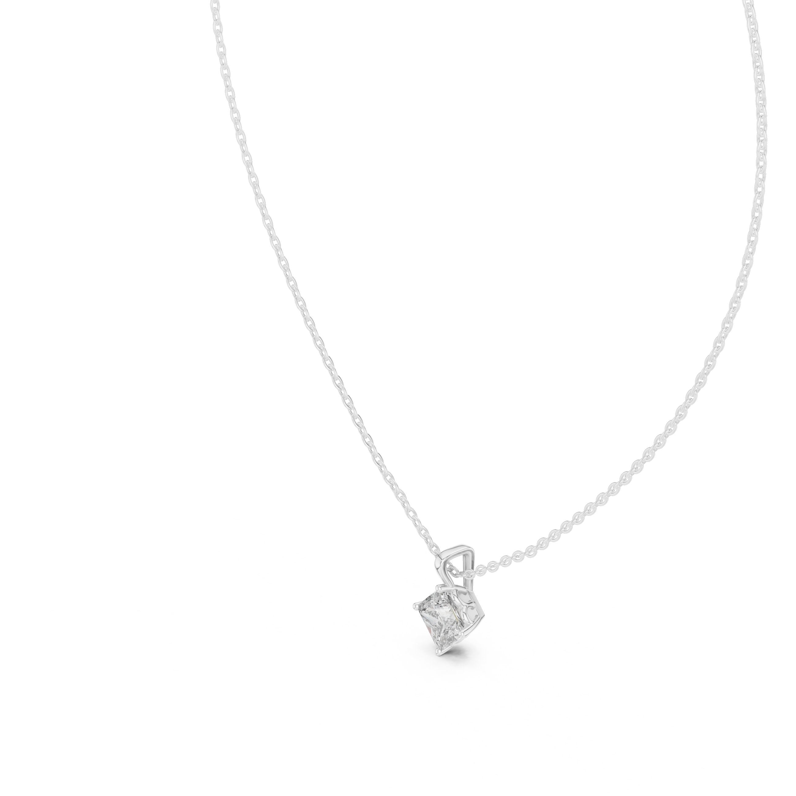 Princess Claw-Set Diamond Pendant in White Gold - VYKA Diamonds