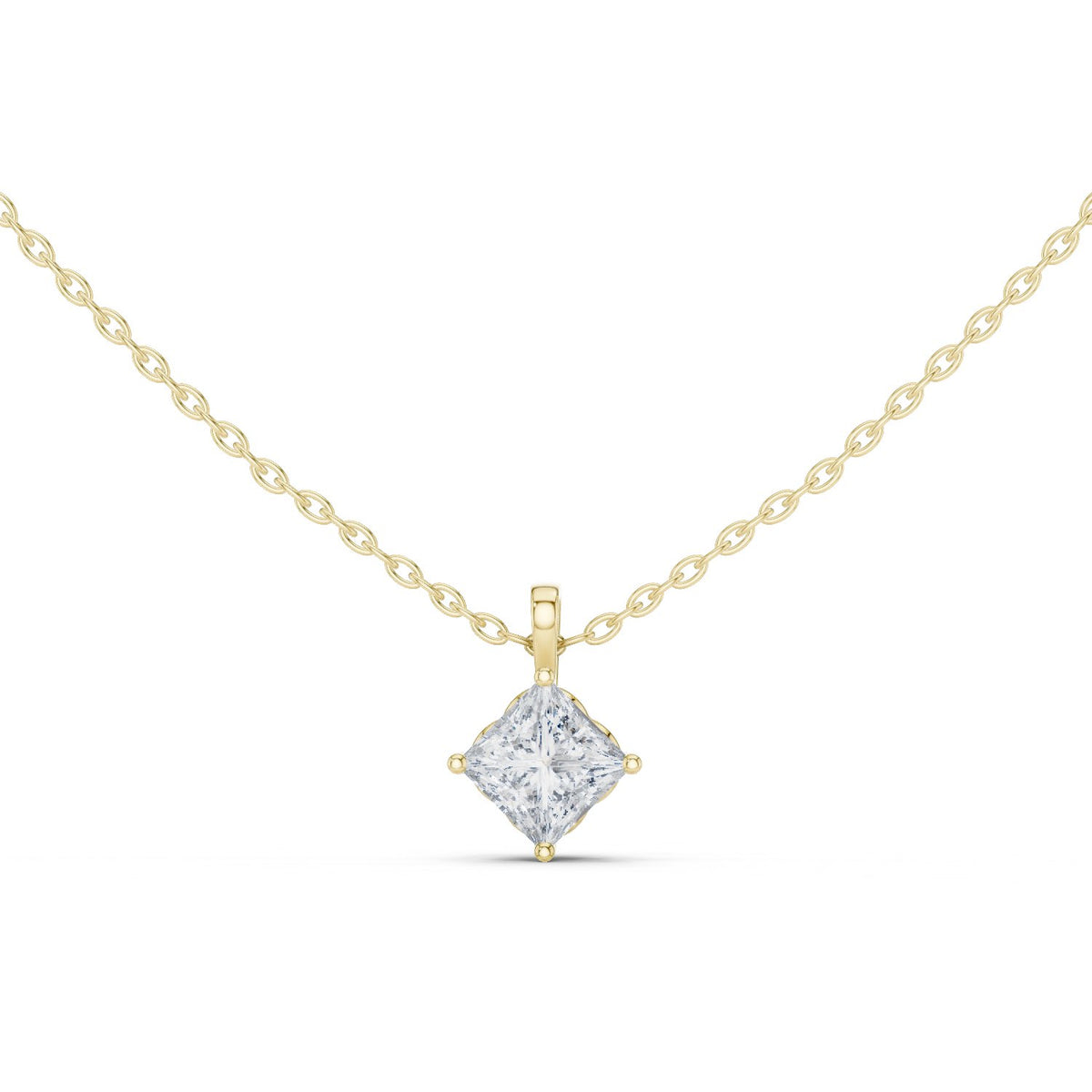 Princess Claw-Set Diamond Pendant