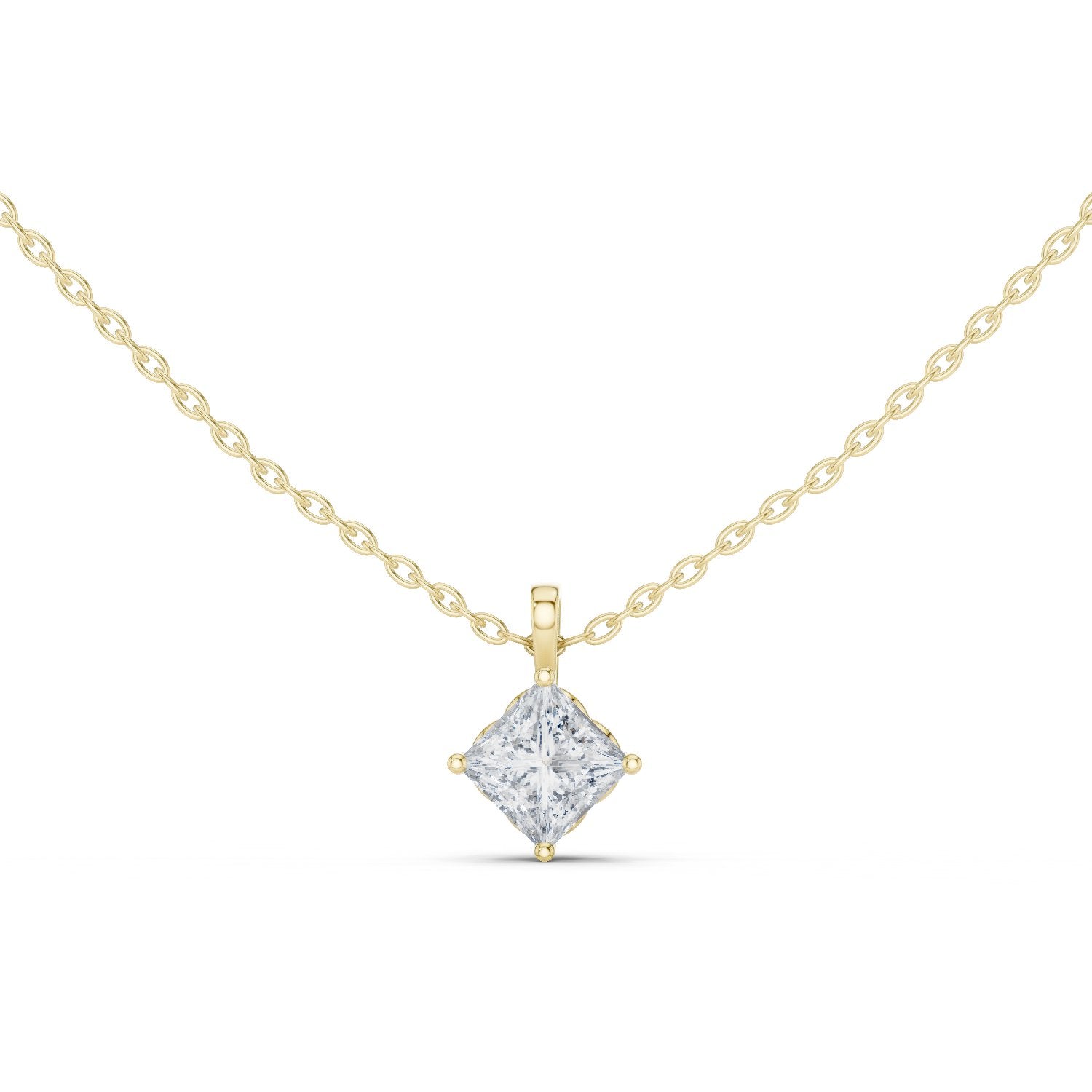 Princess Claw-Set Diamond Pendant in Yellow Gold - VYKA Diamonds