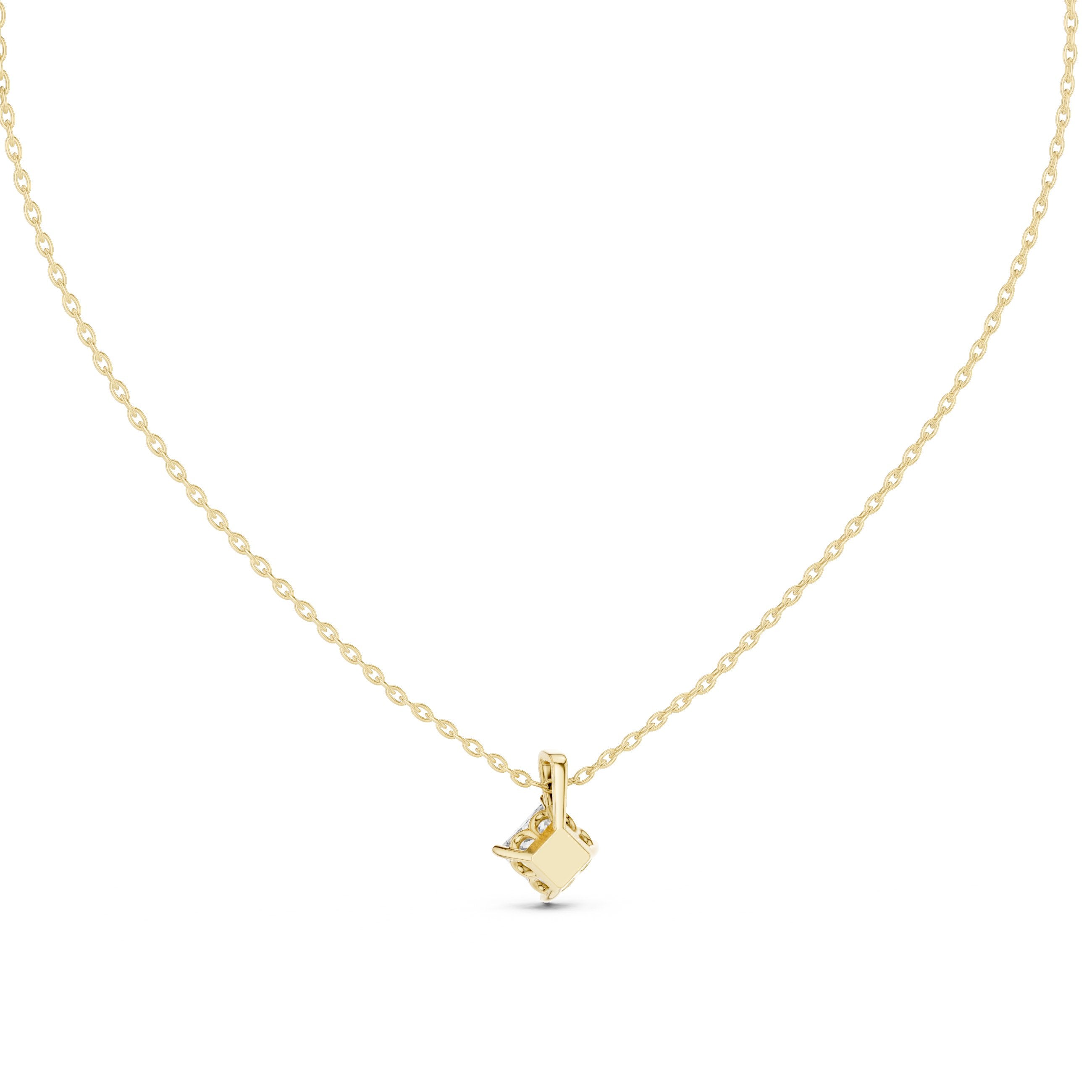 Princess Claw-Set Diamond Pendant in Yellow Gold - VYKA Diamonds
