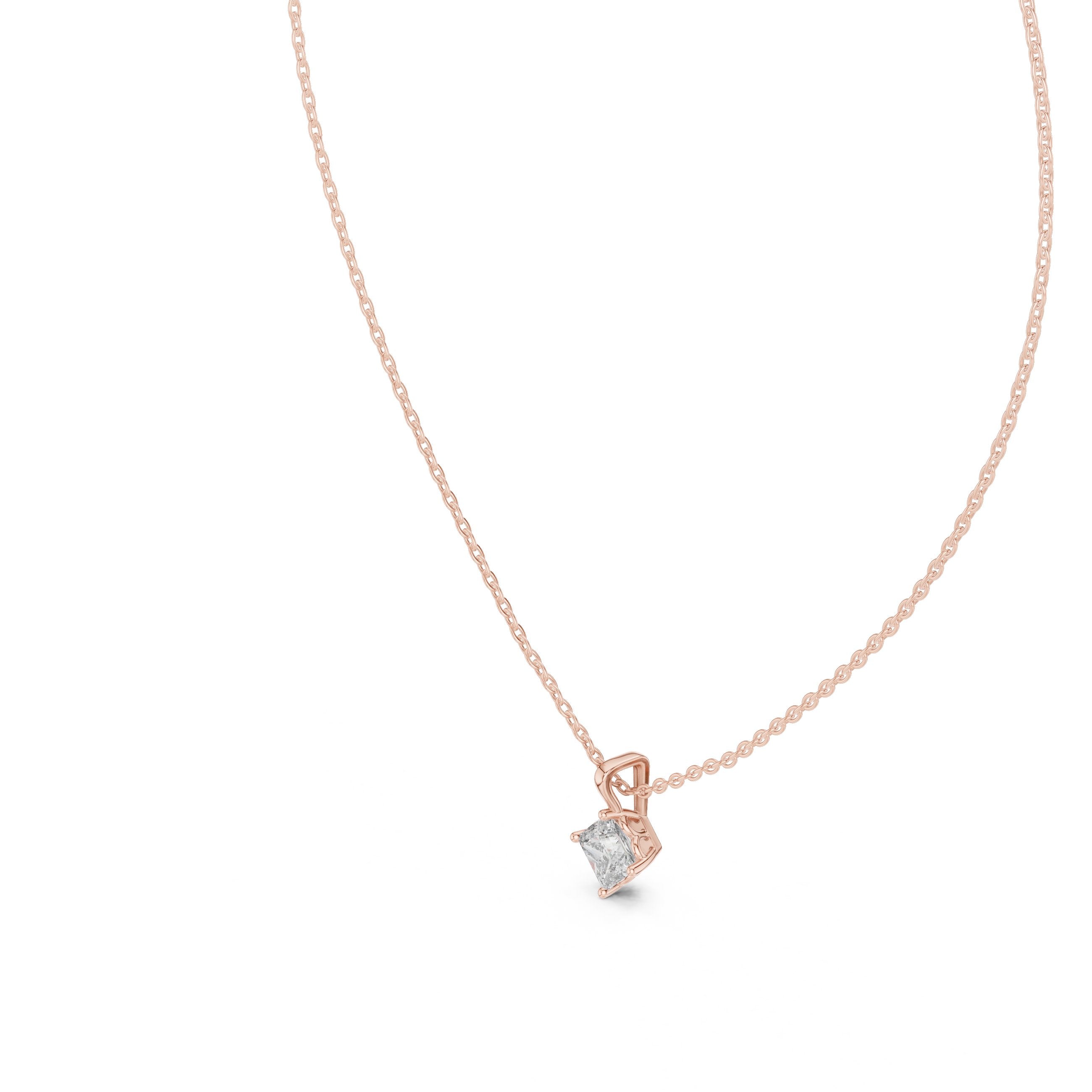 Princess Floating Solitaire Diamond Pendant in Rose Gold - VYKA Diamonds