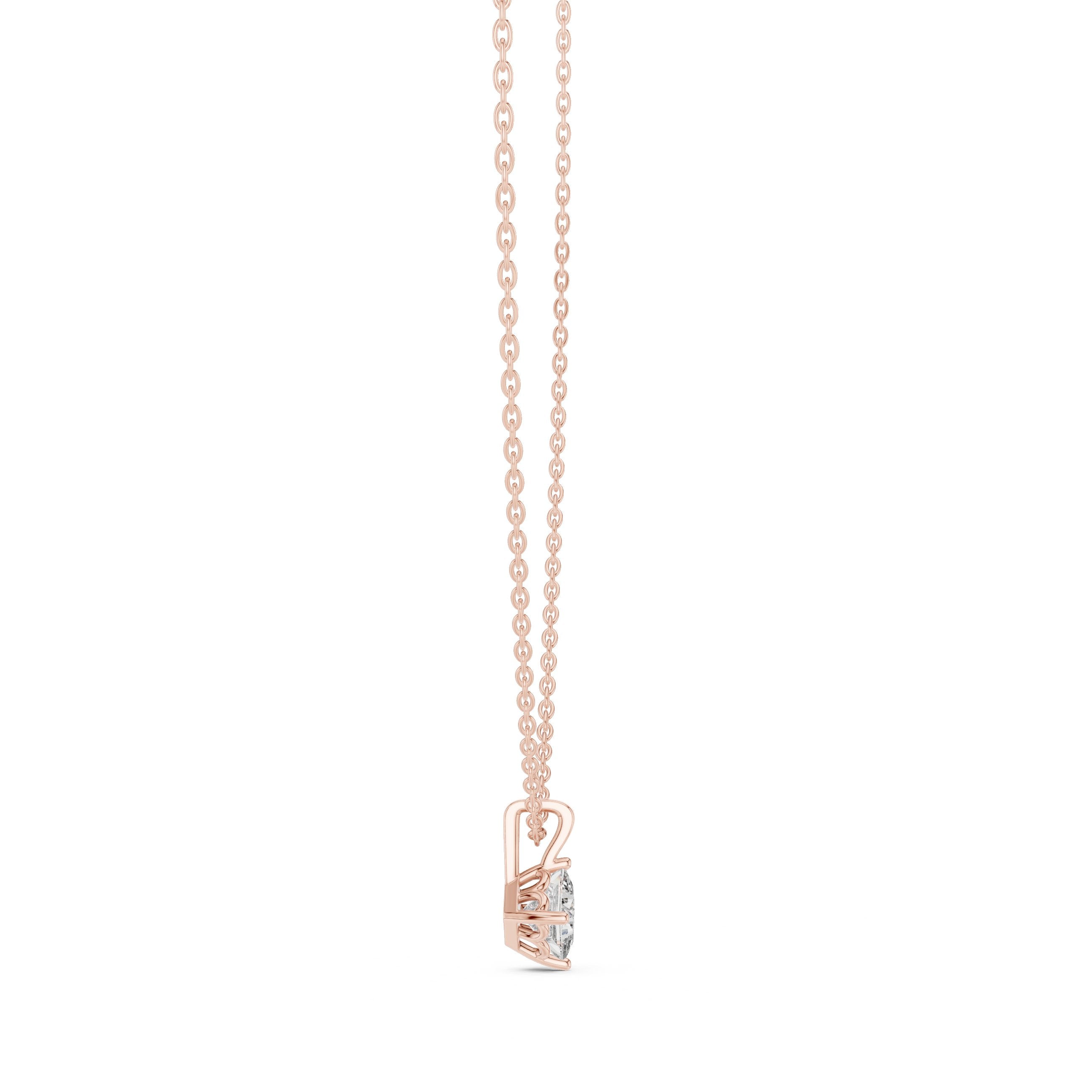 Princess Floating Solitaire Diamond Pendant in Rose Gold - VYKA Diamonds