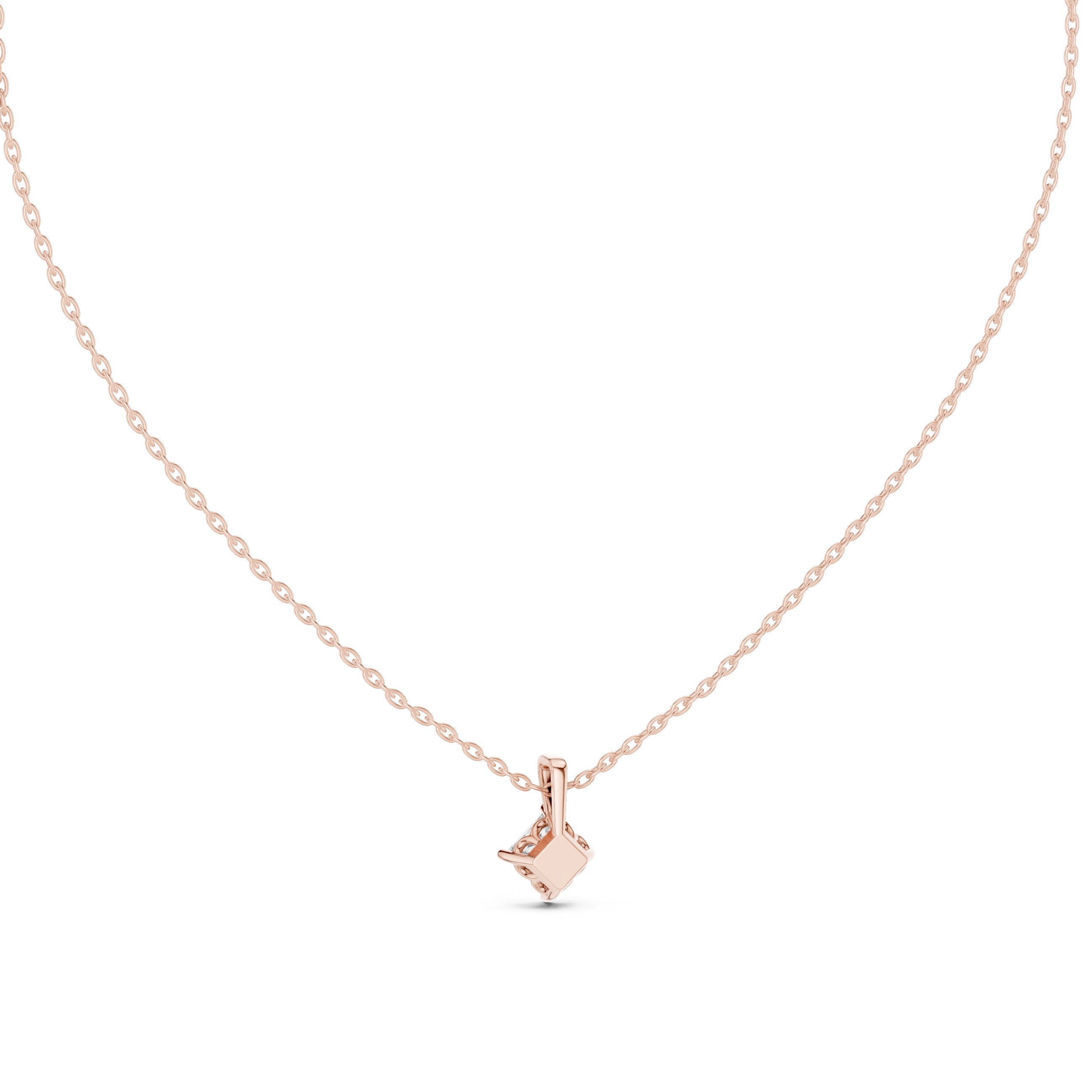 Princess Floating Solitaire Diamond Pendant in Rose Gold - VYKA Diamonds