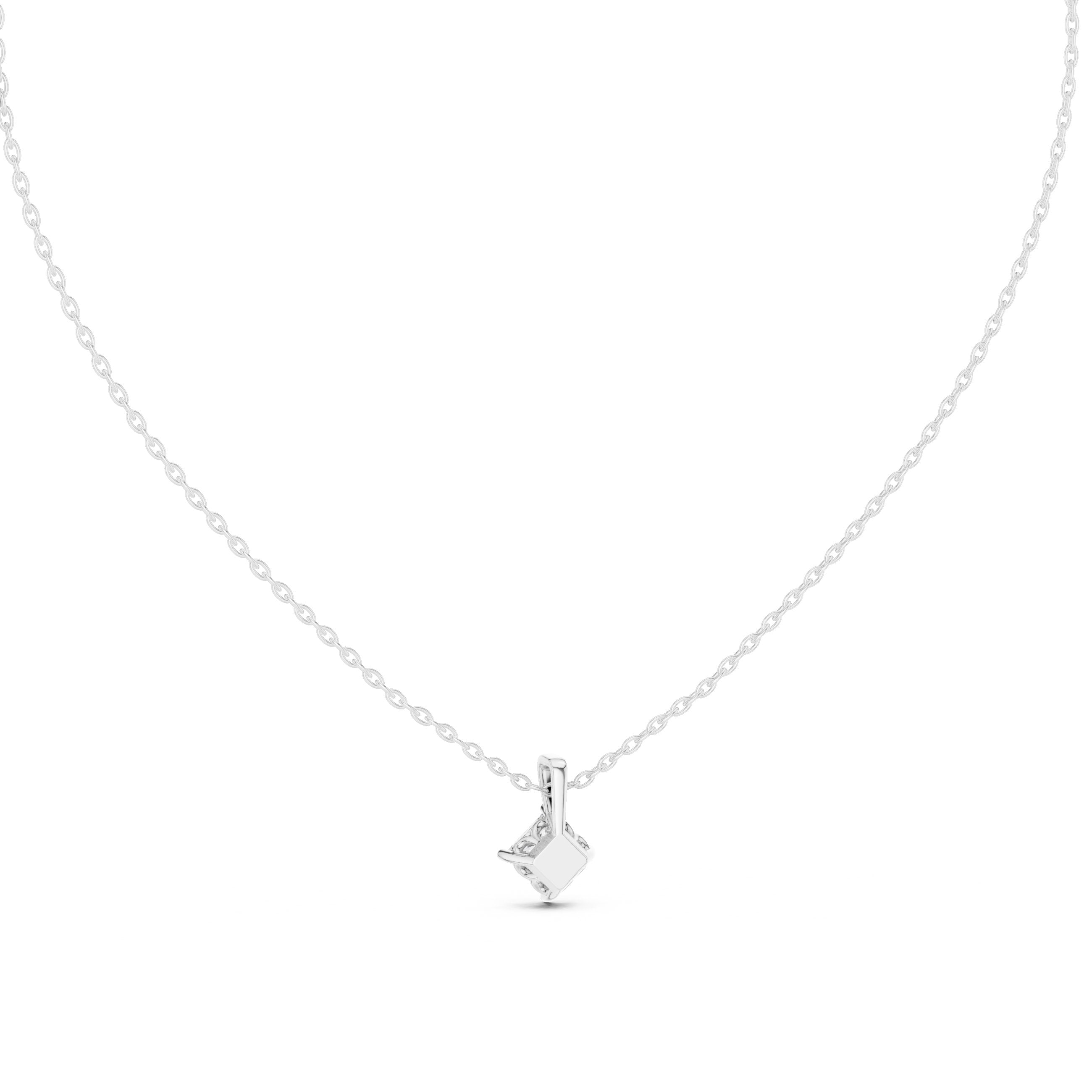 Princess Floating Solitaire Diamond Pendant in White Gold - VYKA Diamonds
