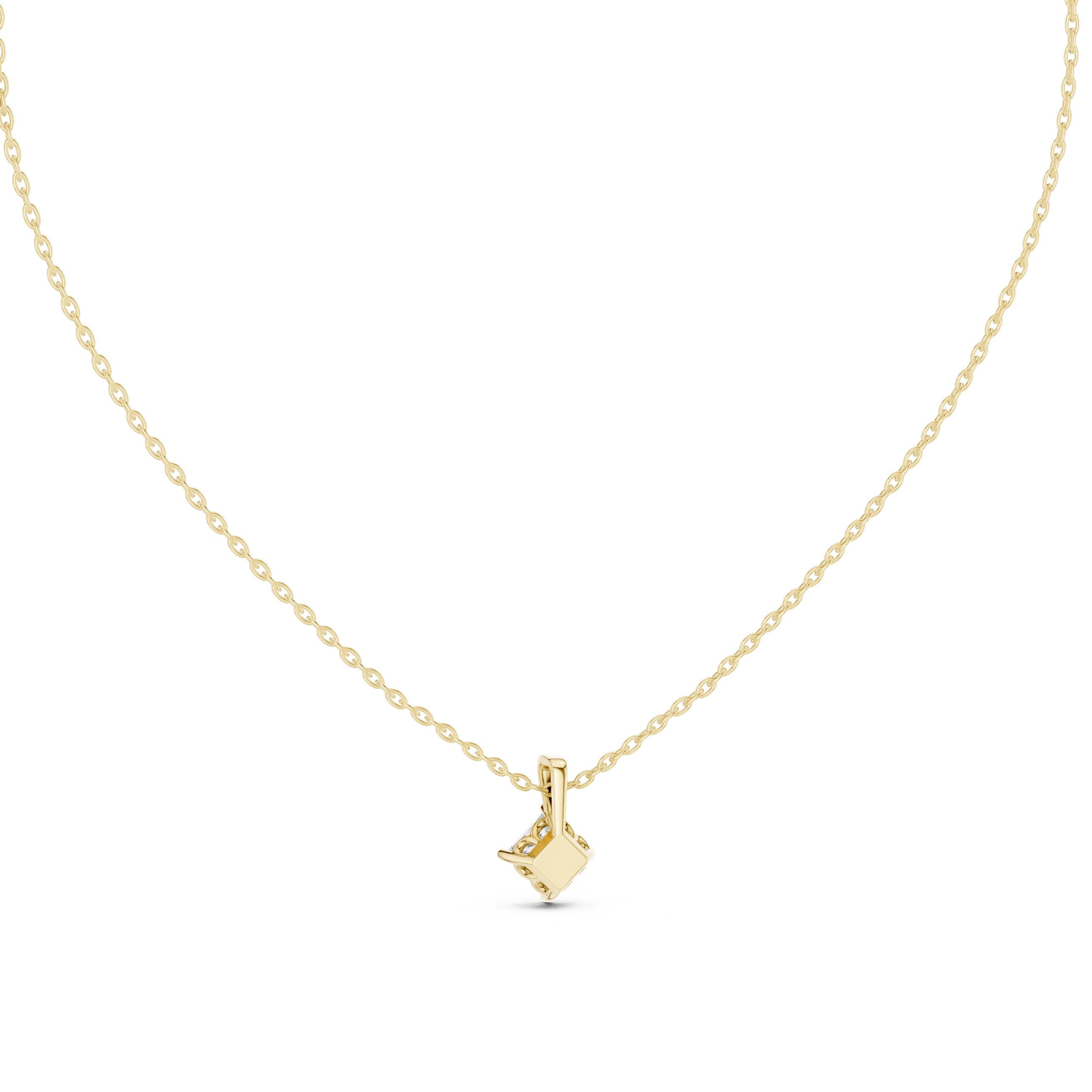 Princess Floating Solitaire Diamond Pendant in Yellow Gold - VYKA Diamonds
