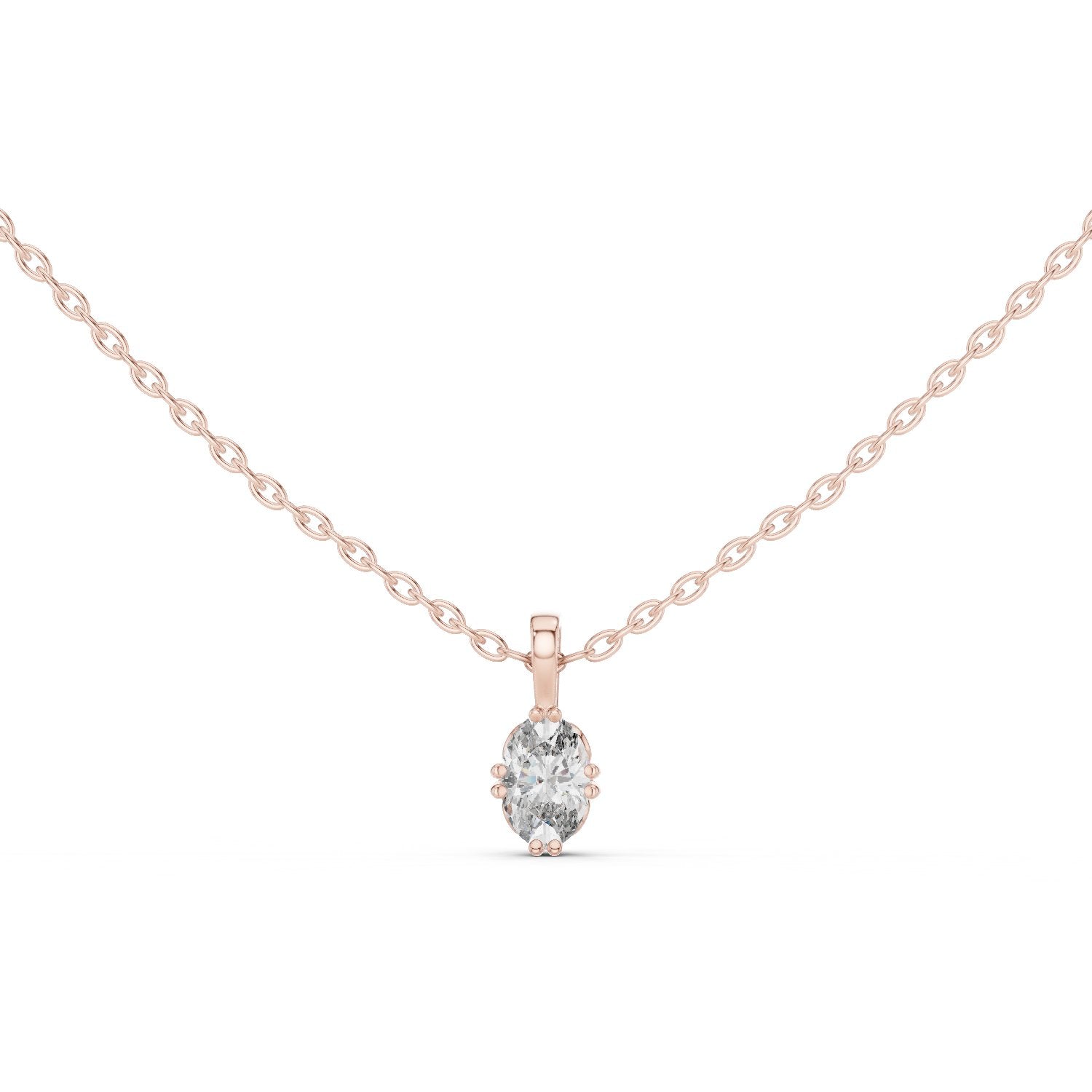 Pear Drop Solitaire Diamond Pendant in Rose Gold - VYKA Diamonds