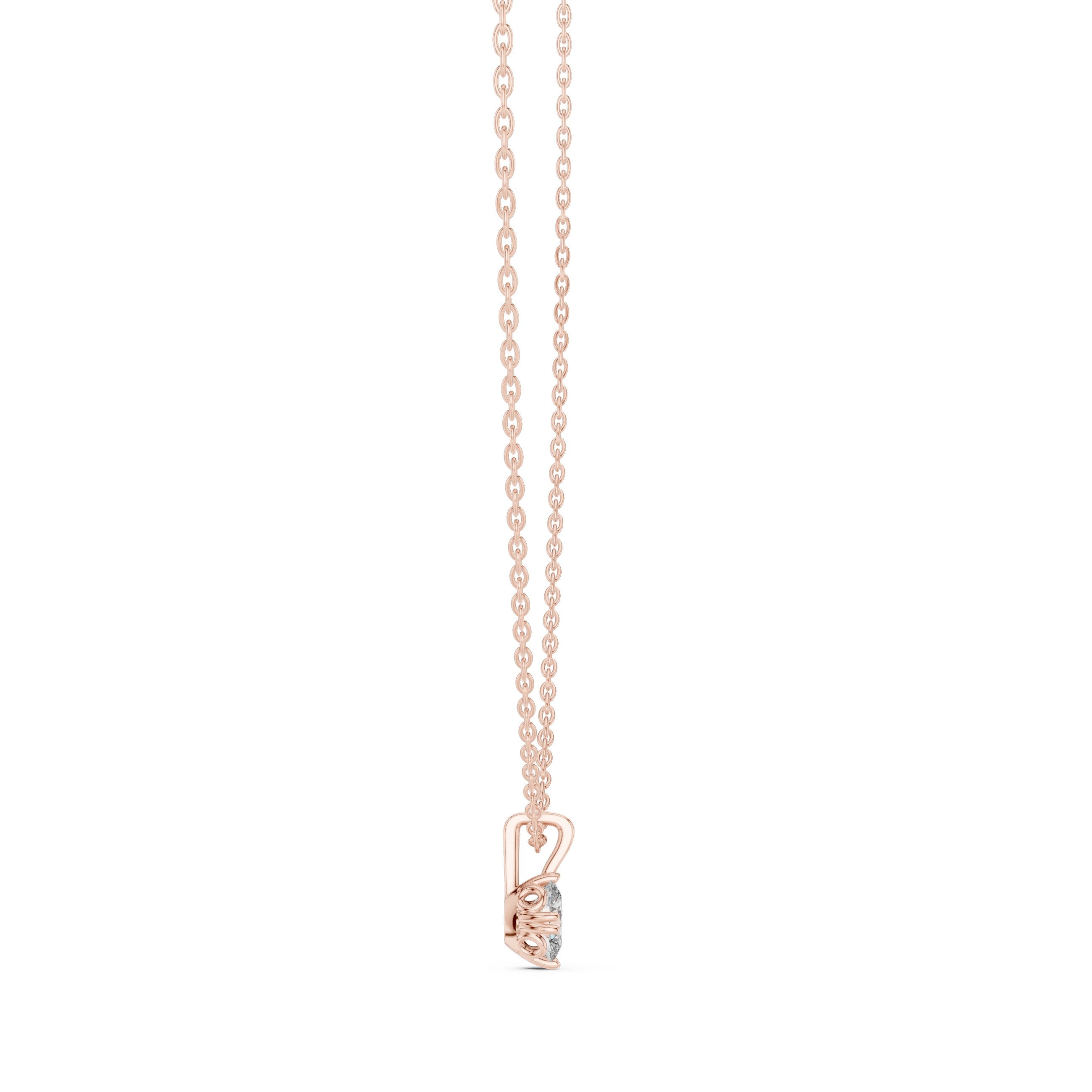 Pear Drop Solitaire Diamond Pendant in Rose Gold - VYKA Diamonds