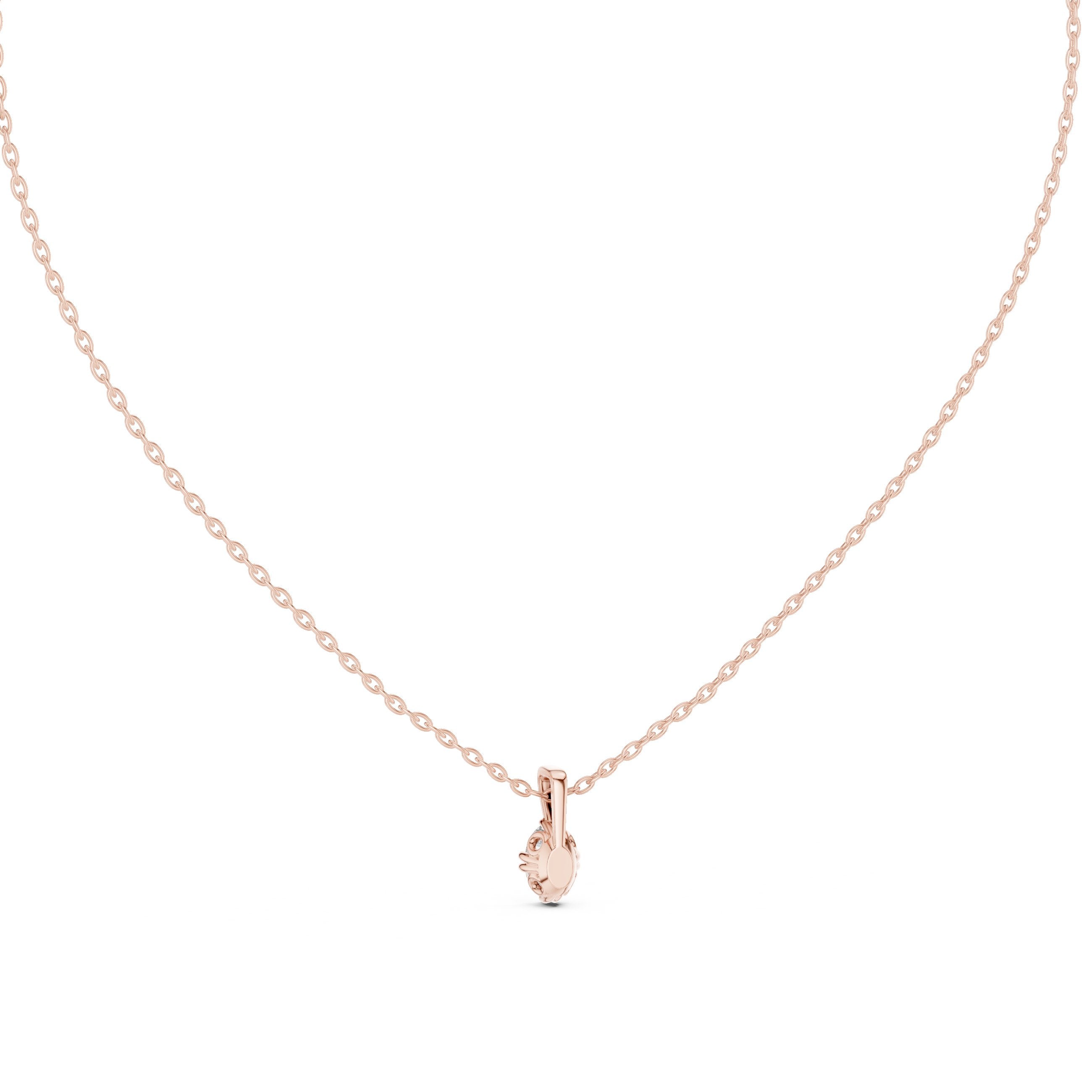 Pear Drop Solitaire Diamond Pendant in Rose Gold - VYKA Diamonds