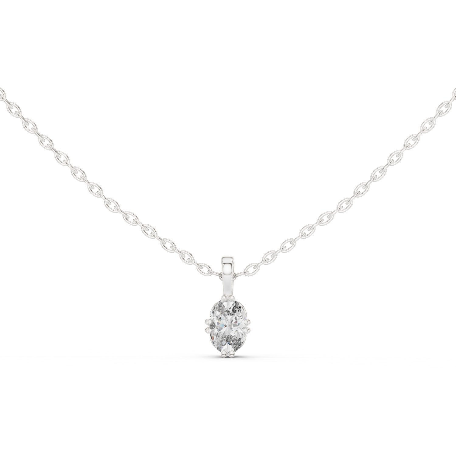 Pear Drop Solitaire Diamond Pendant in White Gold - VYKA Diamonds
