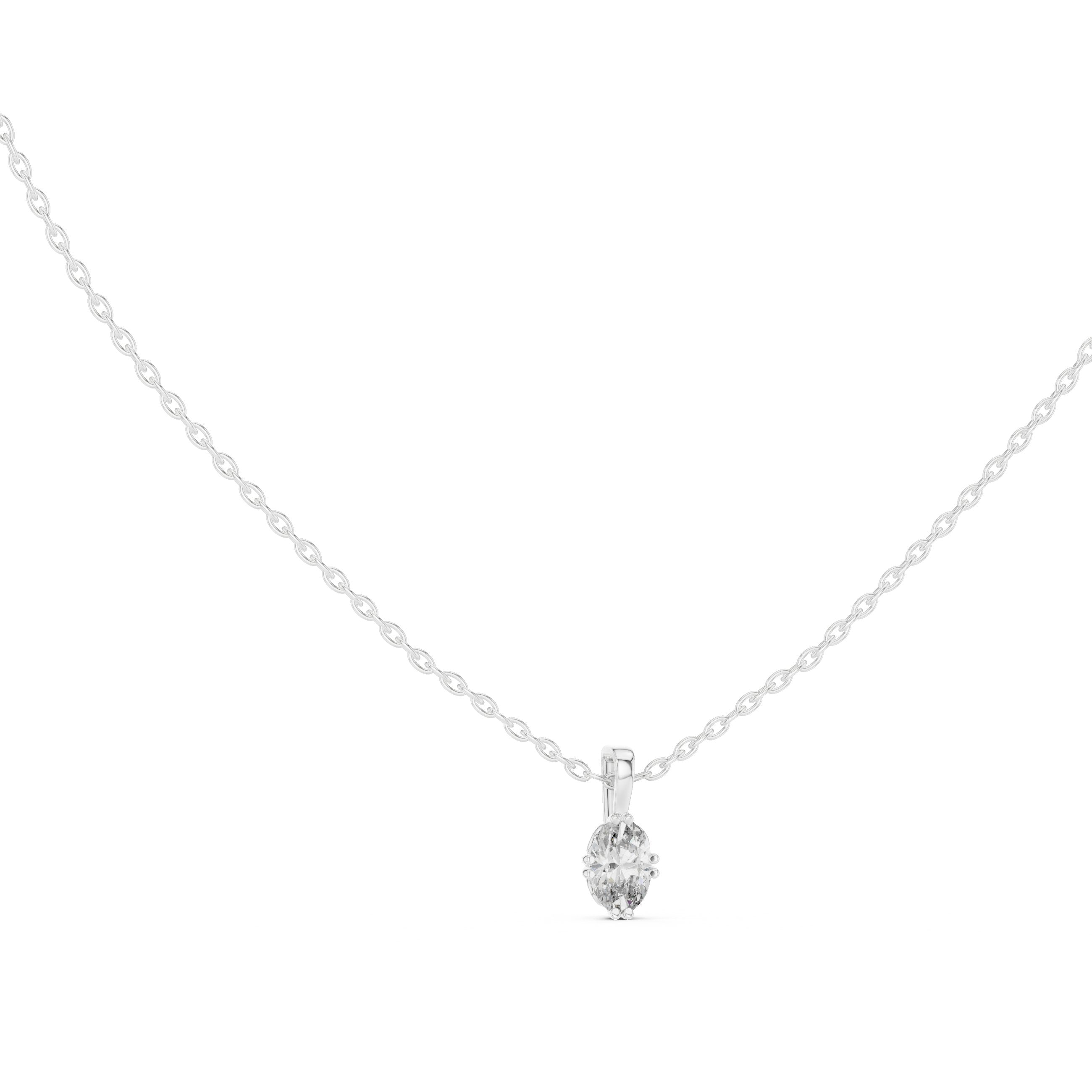 Pear Drop Solitaire Diamond Pendant in White Gold - VYKA Diamonds