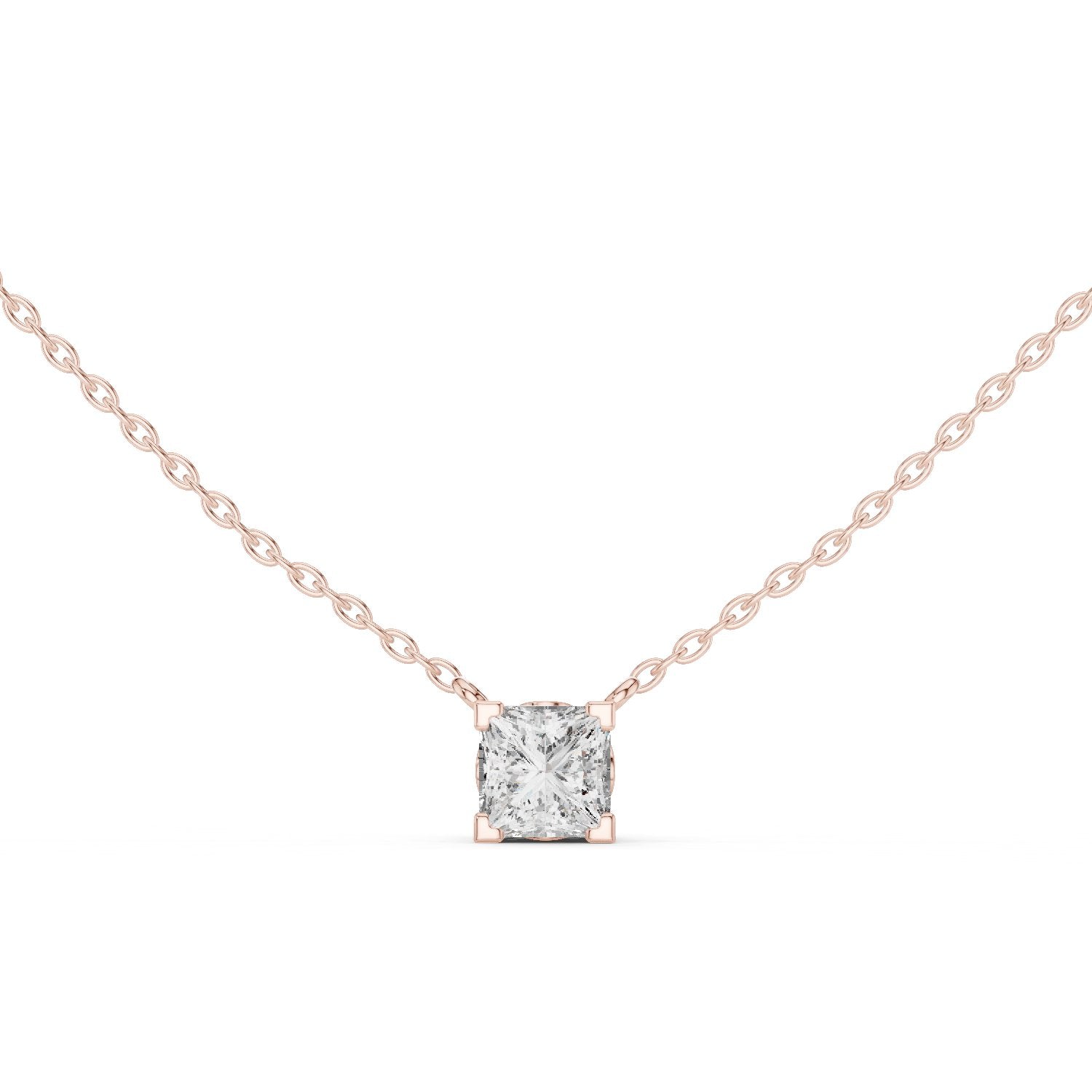 تعليقة ألماس متزلجة بقصة سوليتير على شكل وسادة in Rose Gold - VYKA Diamonds