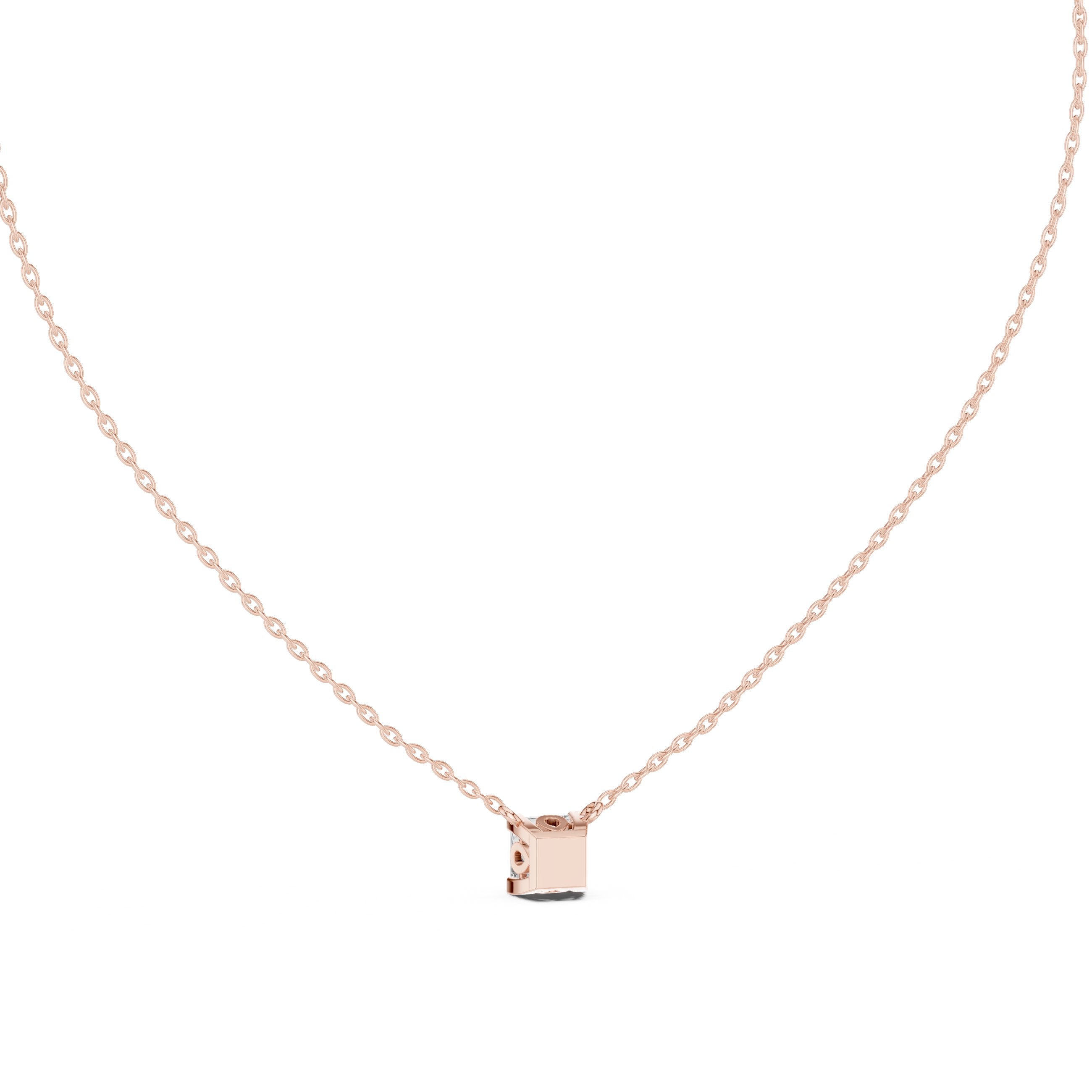 تعليقة ألماس متزلجة بقصة سوليتير على شكل وسادة in Rose Gold - VYKA Diamonds