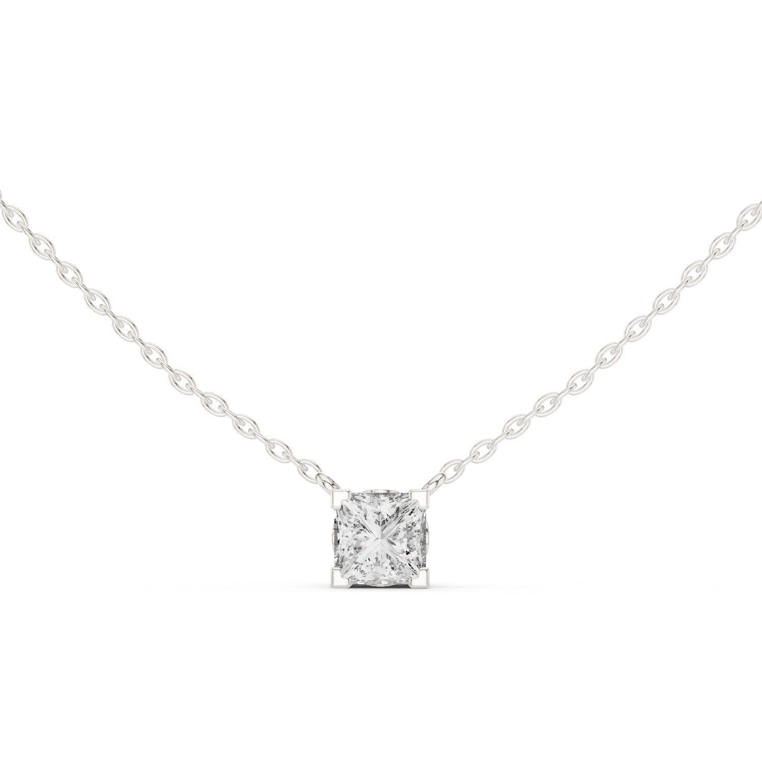 تعليقة ألماس متزلجة بقصة سوليتير على شكل وسادة in White Gold - VYKA Diamonds