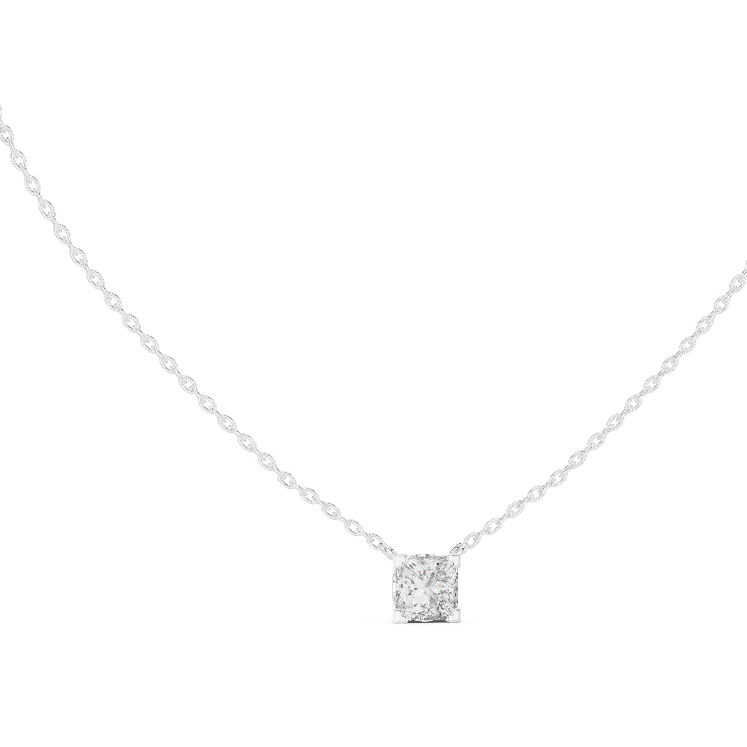 تعليقة ألماس متزلجة بقصة سوليتير على شكل وسادة in White Gold - VYKA Diamonds