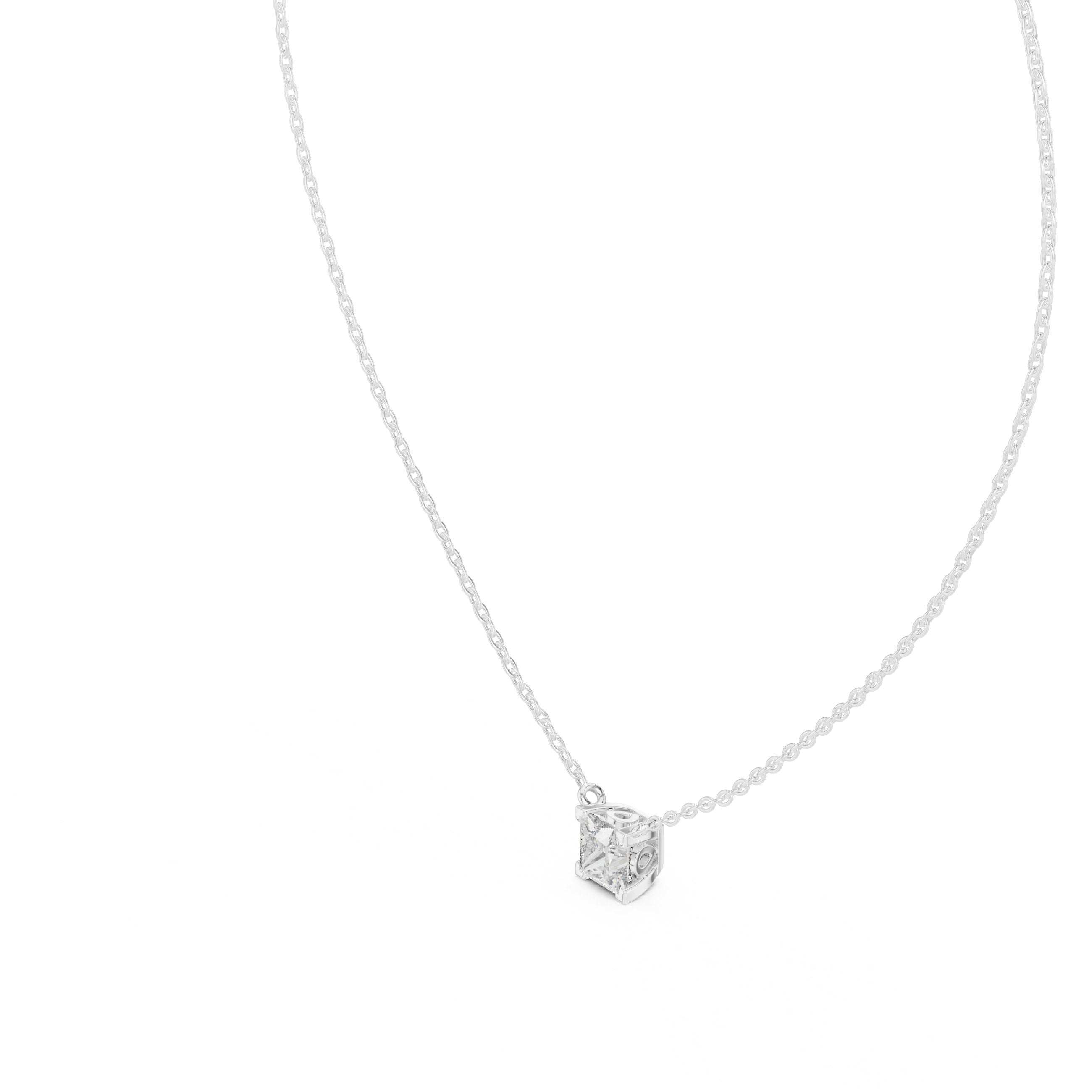 تعليقة ألماس متزلجة بقصة سوليتير على شكل وسادة in White Gold - VYKA Diamonds