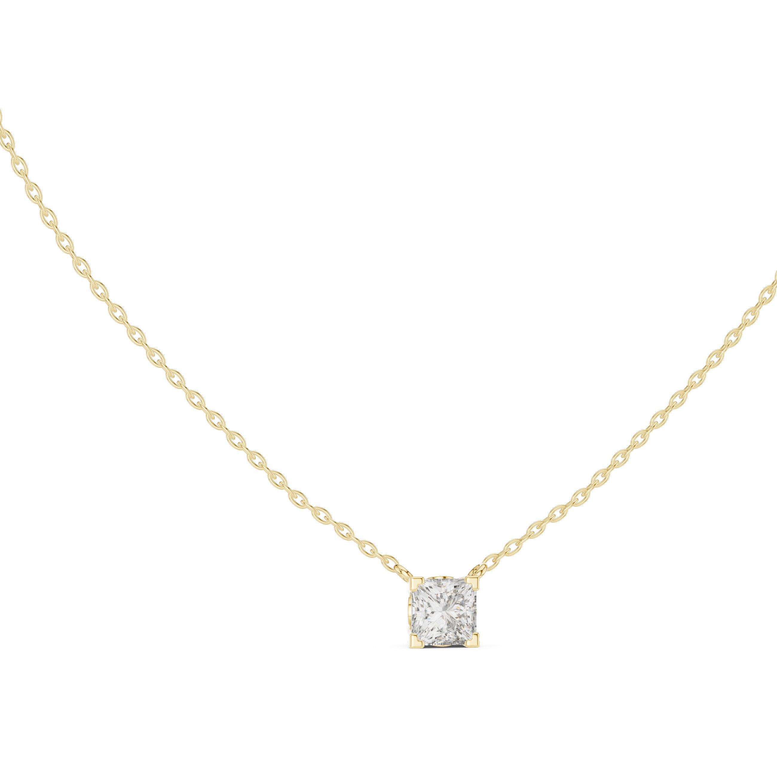 تعليقة ألماس متزلجة بقصة سوليتير على شكل وسادة in Yellow Gold - VYKA Diamonds