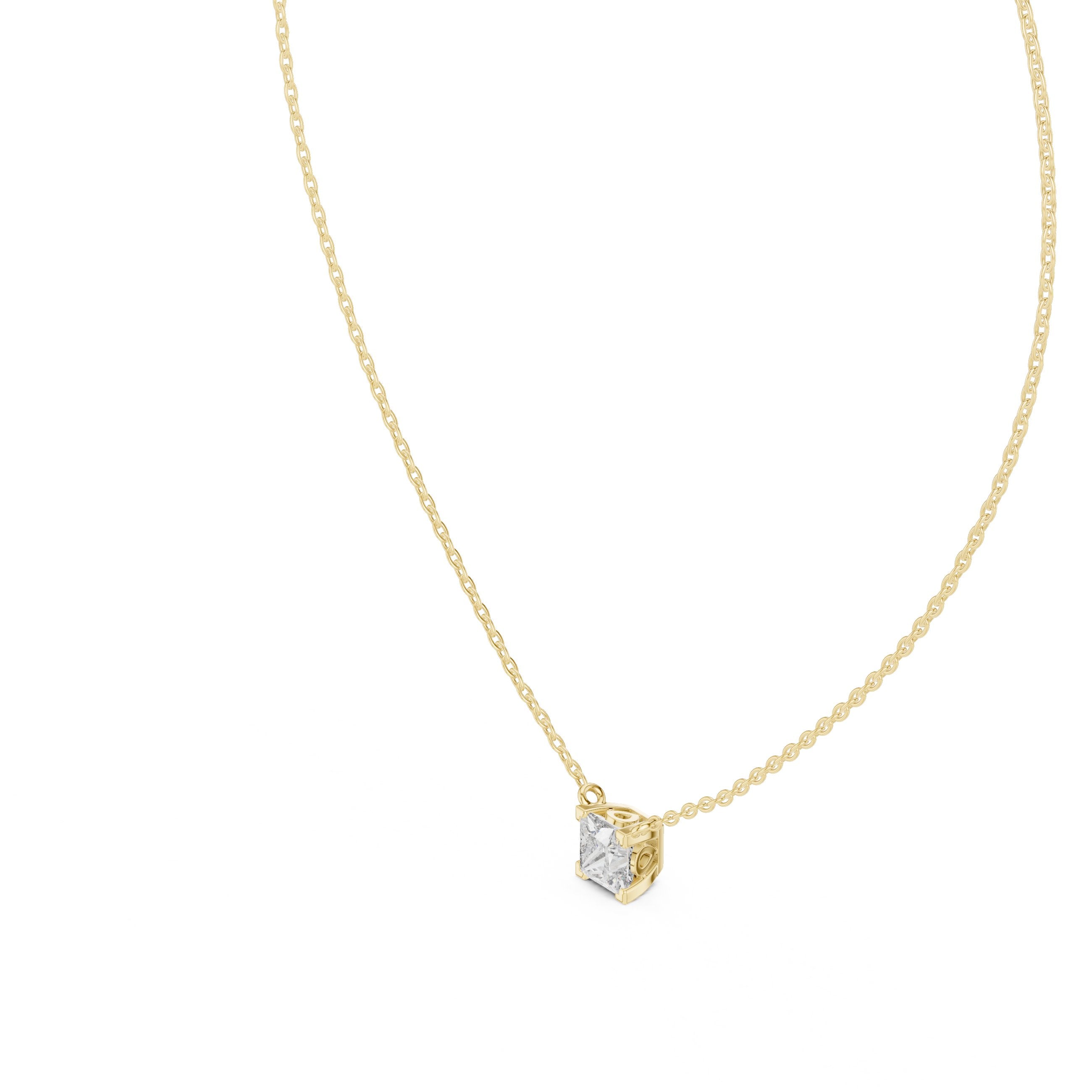 تعليقة ألماس متزلجة بقصة سوليتير على شكل وسادة in Yellow Gold - VYKA Diamonds