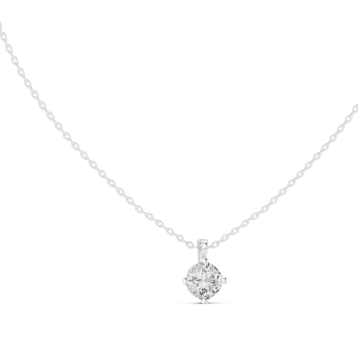 Cushion Cut Solitaire Diamond Pendant