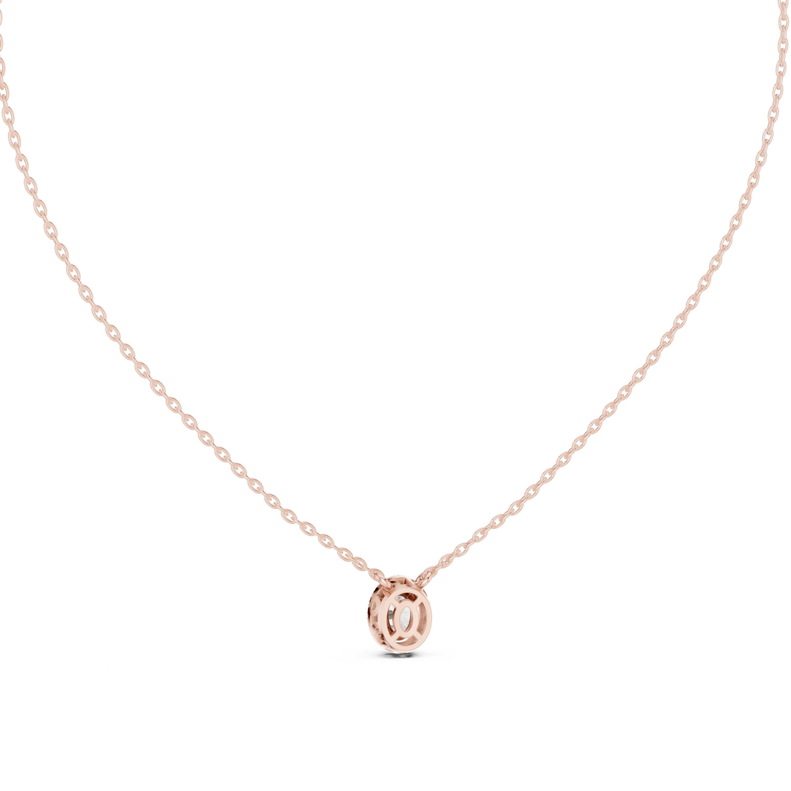 Orbit Halo Round Diamond Pendant in Rose Gold - VYKA Diamonds