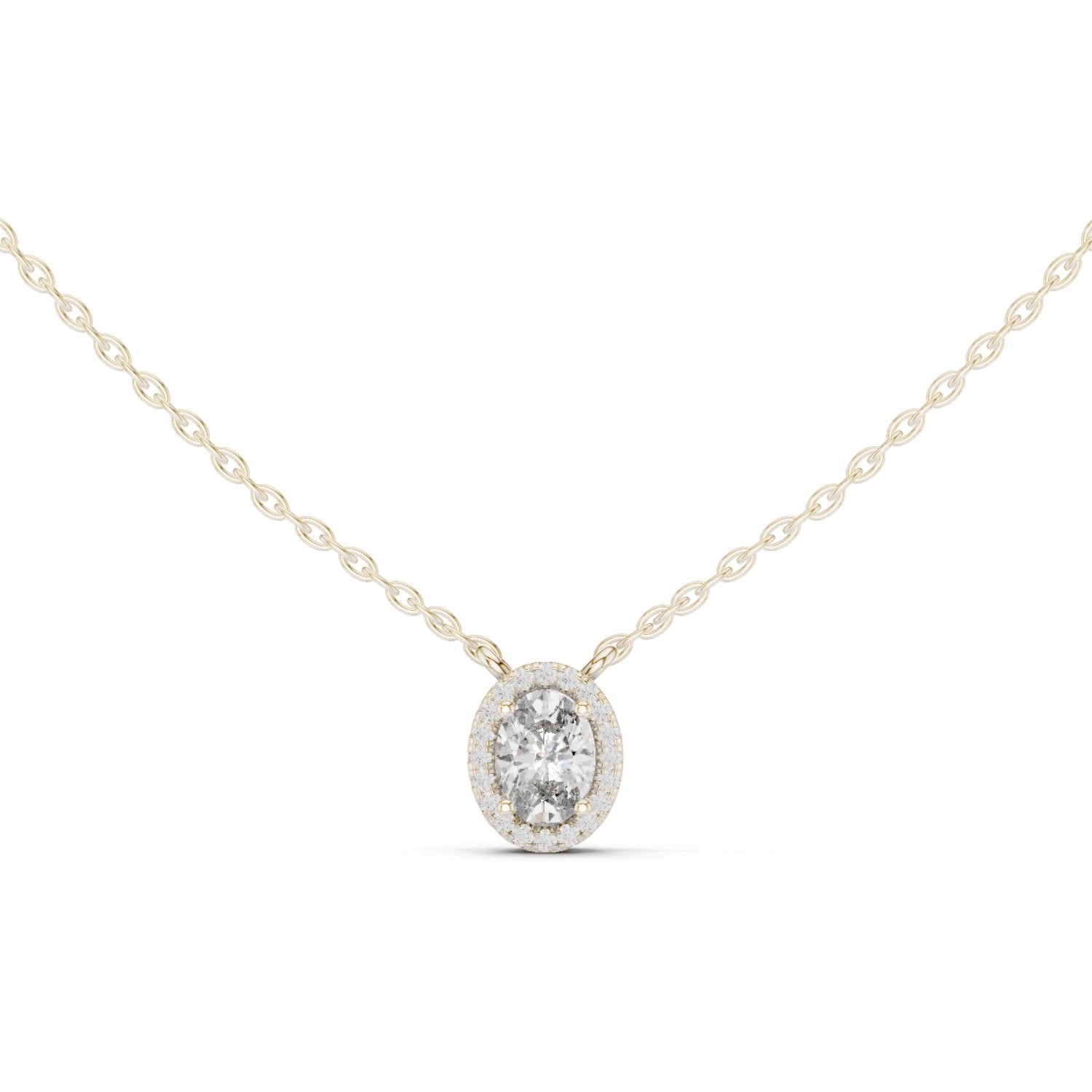 Orbit Halo Round Diamond Pendant in White Gold - VYKA Diamonds
