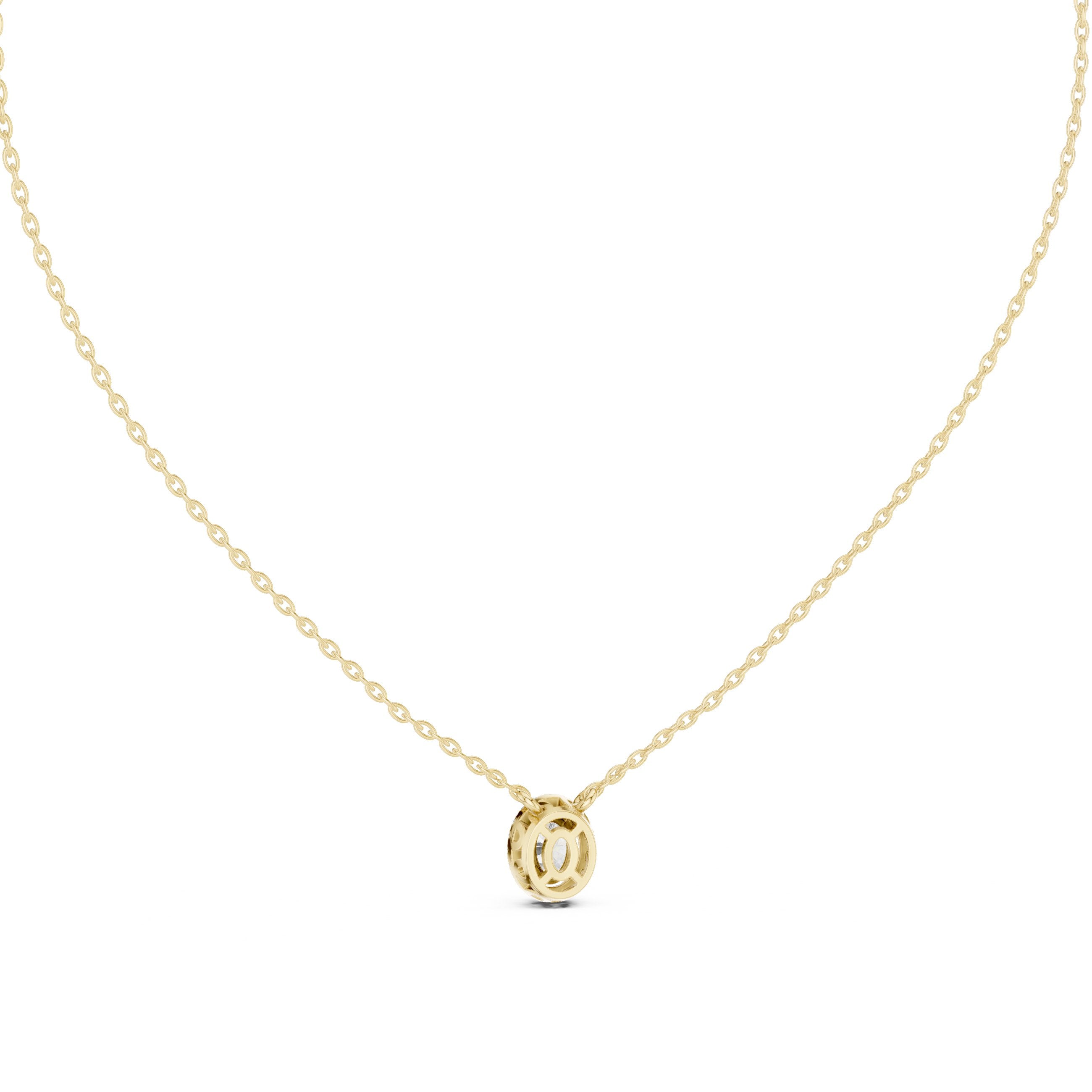 Orbit Halo Round Diamond Pendant in Yellow Gold - VYKA Diamonds
