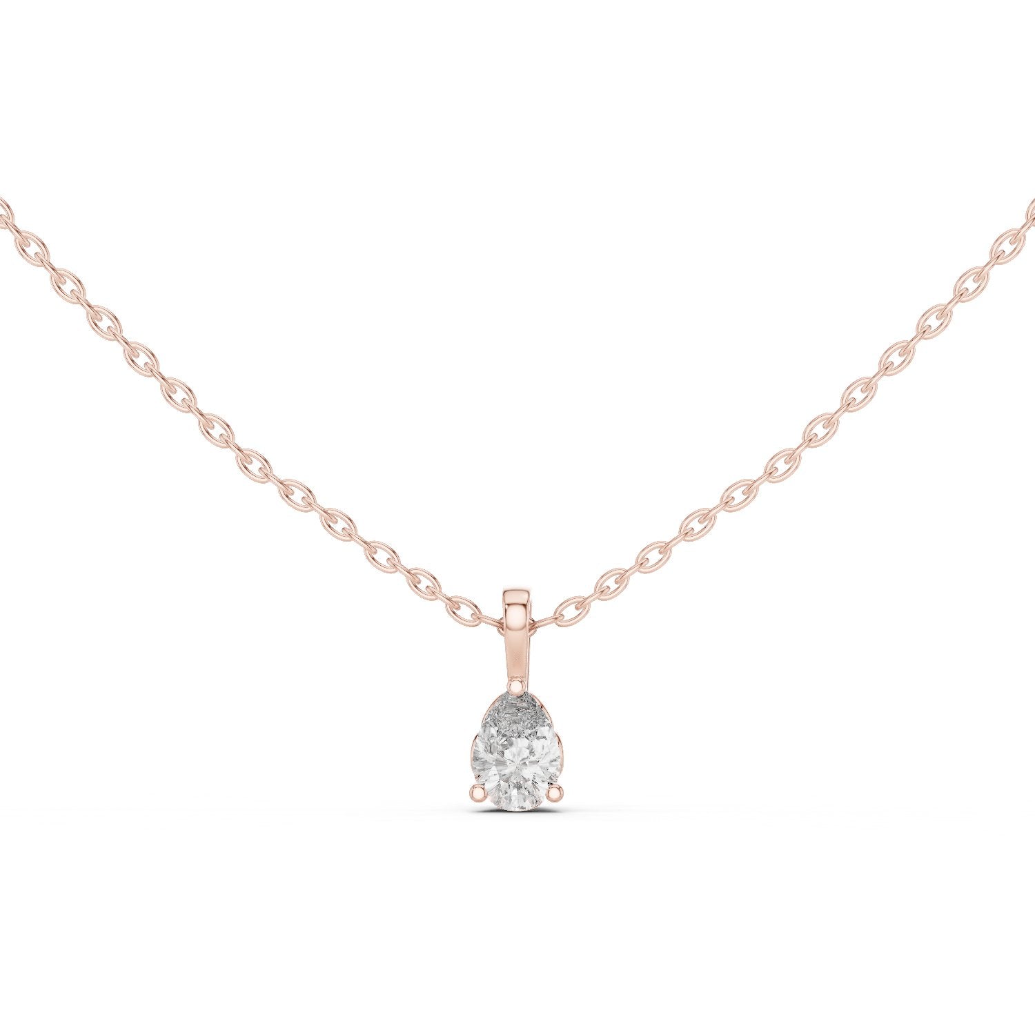 Refined Pear Solitaire Diamond Pendant in Rose Gold - VYKA Diamonds