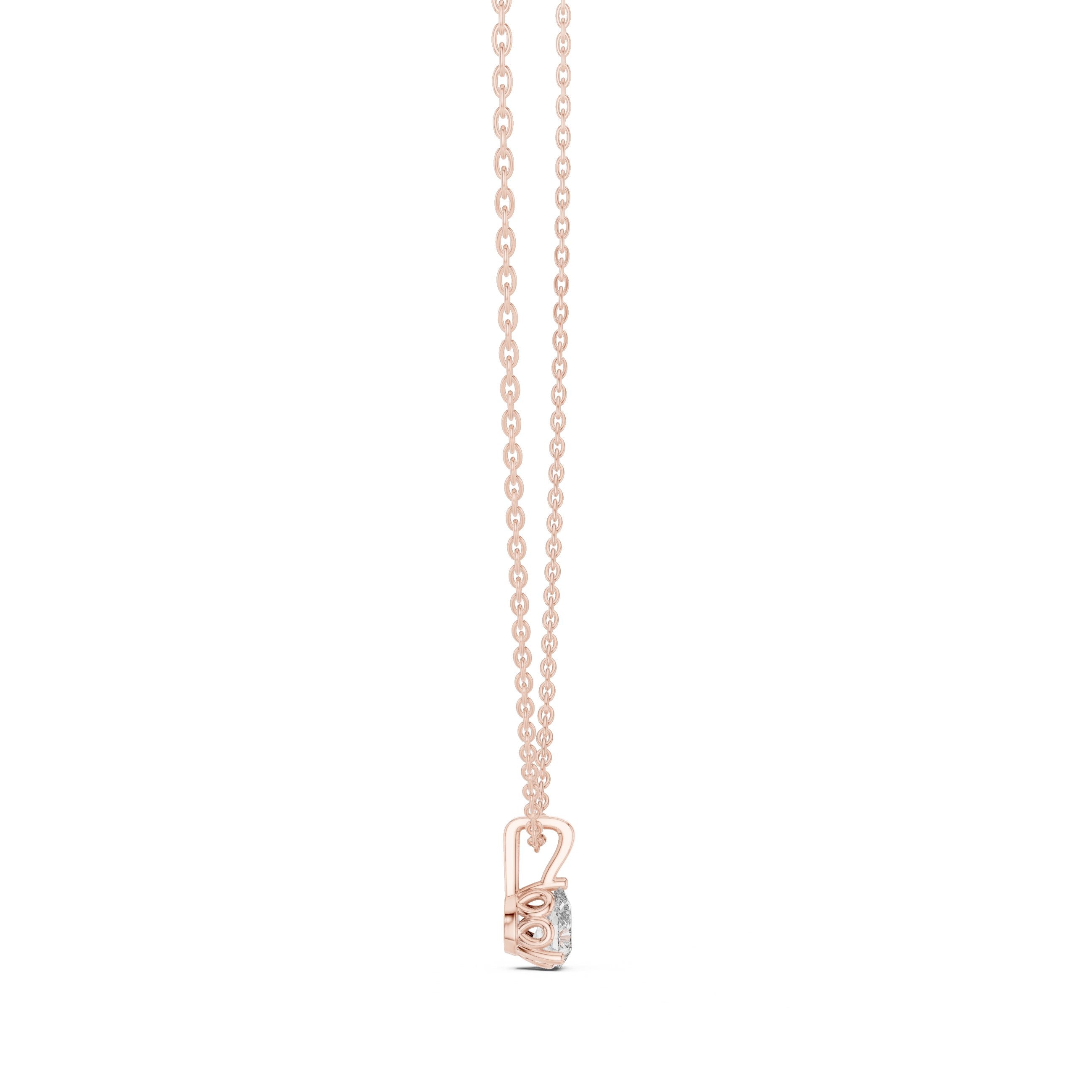 Refined Pear Solitaire Diamond Pendant in Rose Gold - VYKA Diamonds