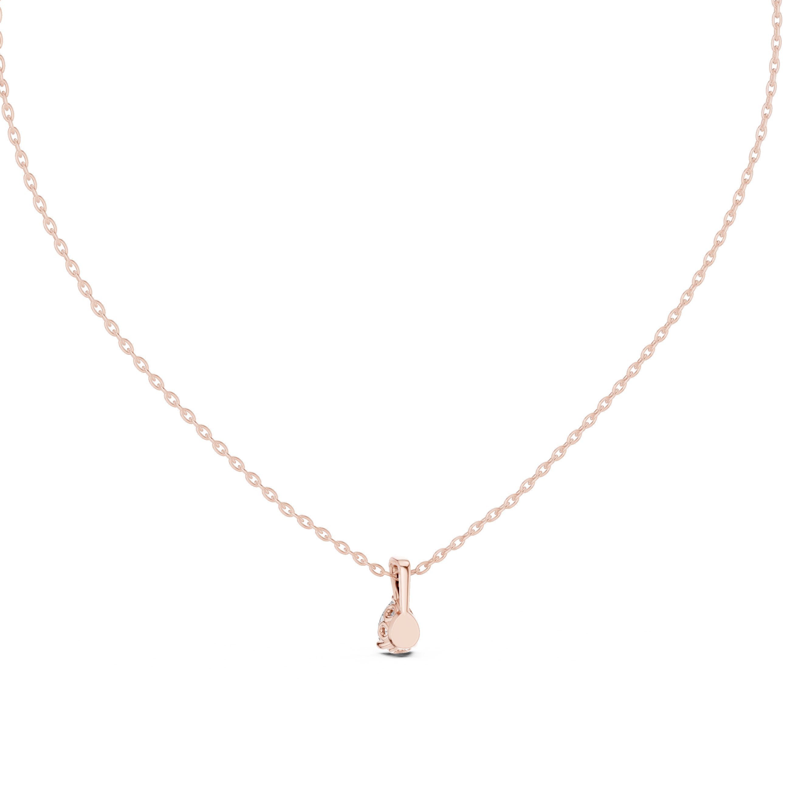 Refined Pear Solitaire Diamond Pendant in Rose Gold - VYKA Diamonds