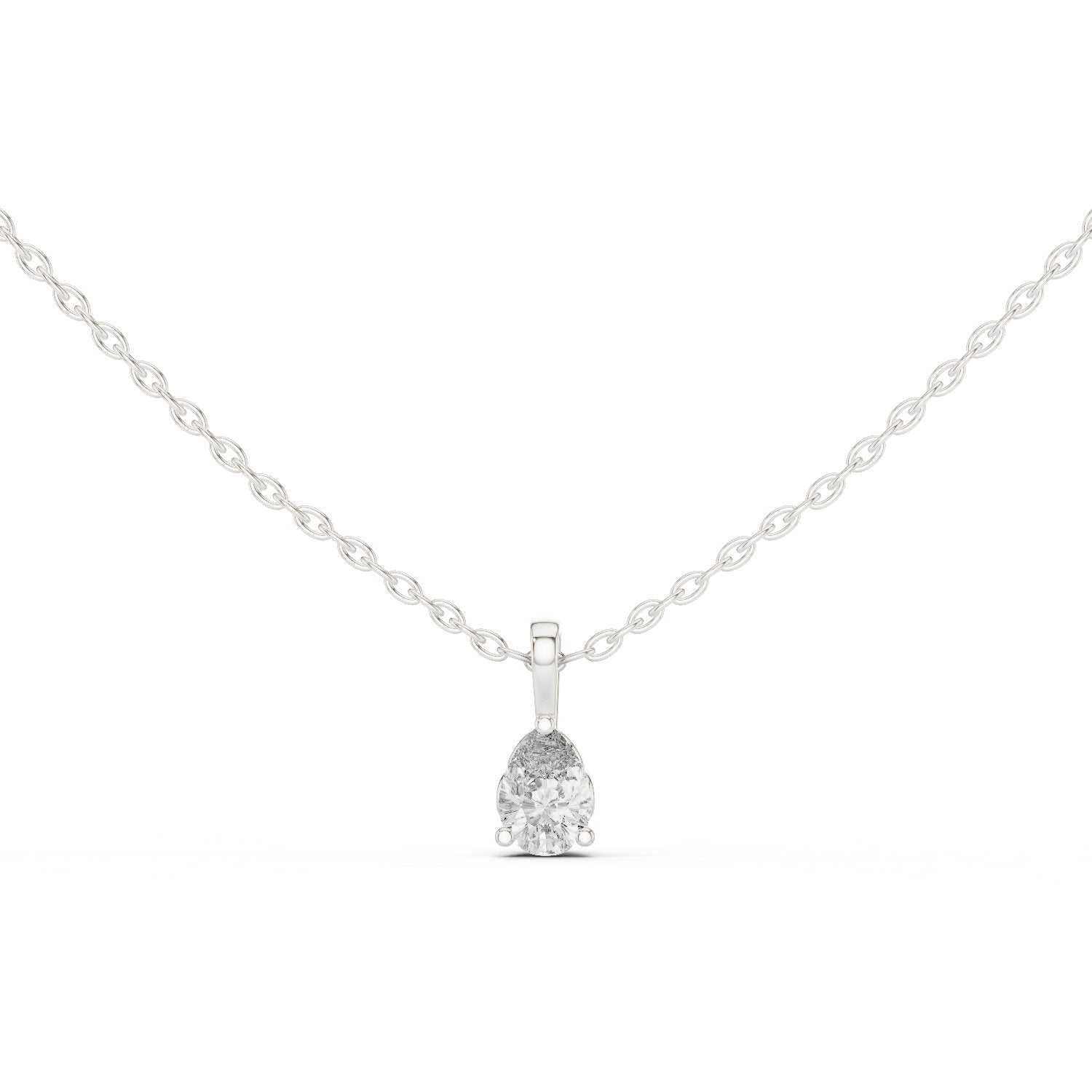 Refined Pear Solitaire Diamond Pendant in White Gold - VYKA Diamonds