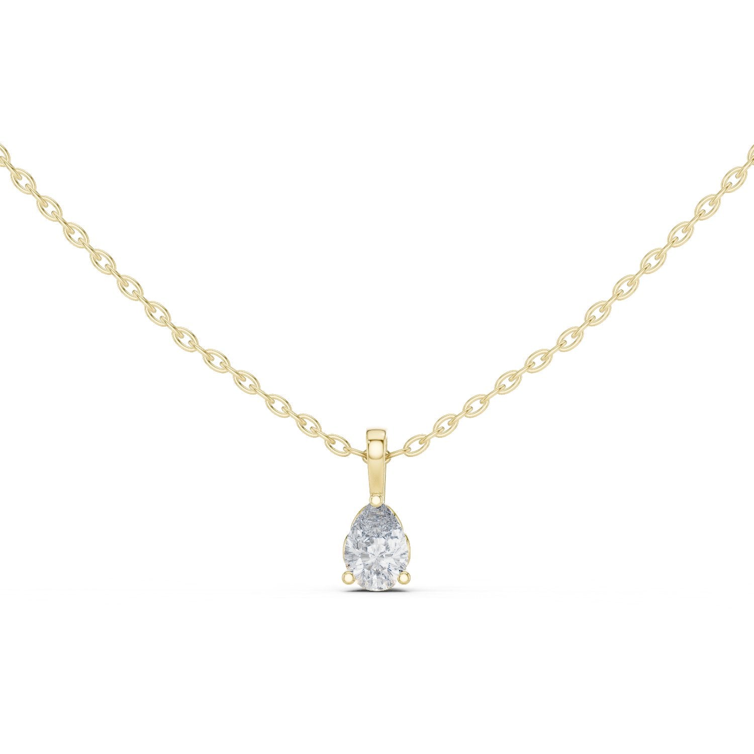 Refined Pear Solitaire Diamond Pendant in Yellow Gold - VYKA Diamonds