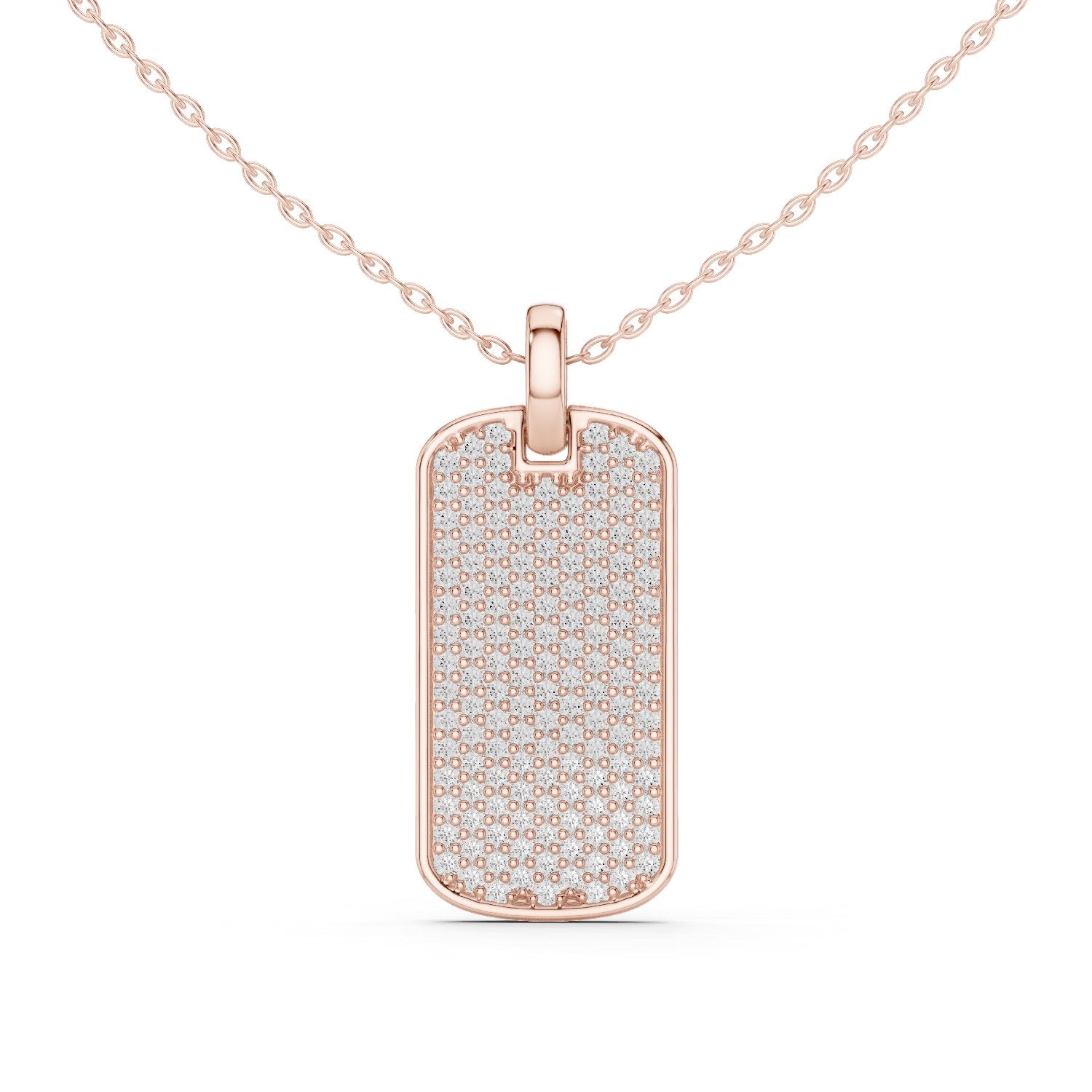 Pave Dog Tag Diamond Pendant in Rose Gold - VYKA Diamonds