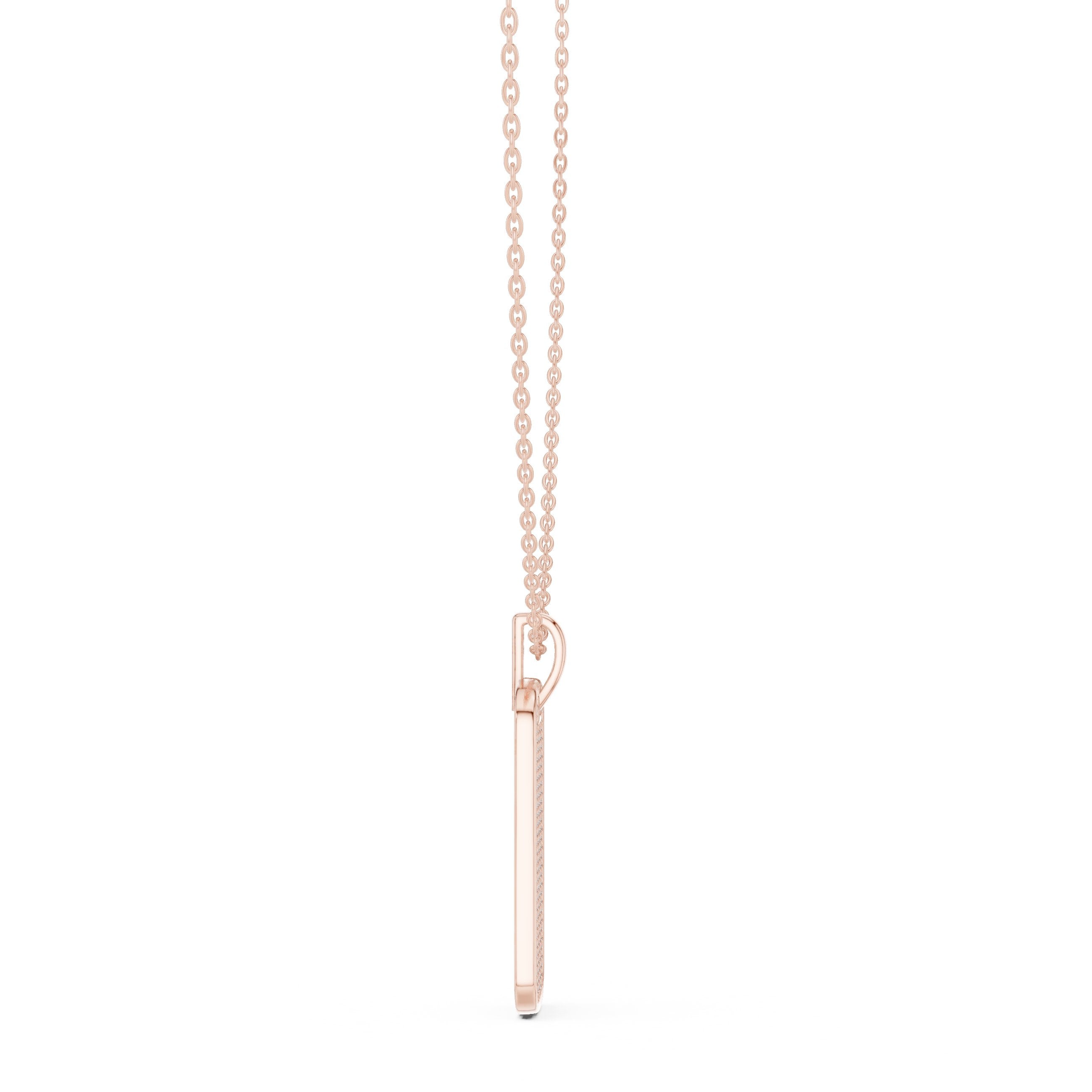 Pave Dog Tag Diamond Pendant in Rose Gold - VYKA Diamonds