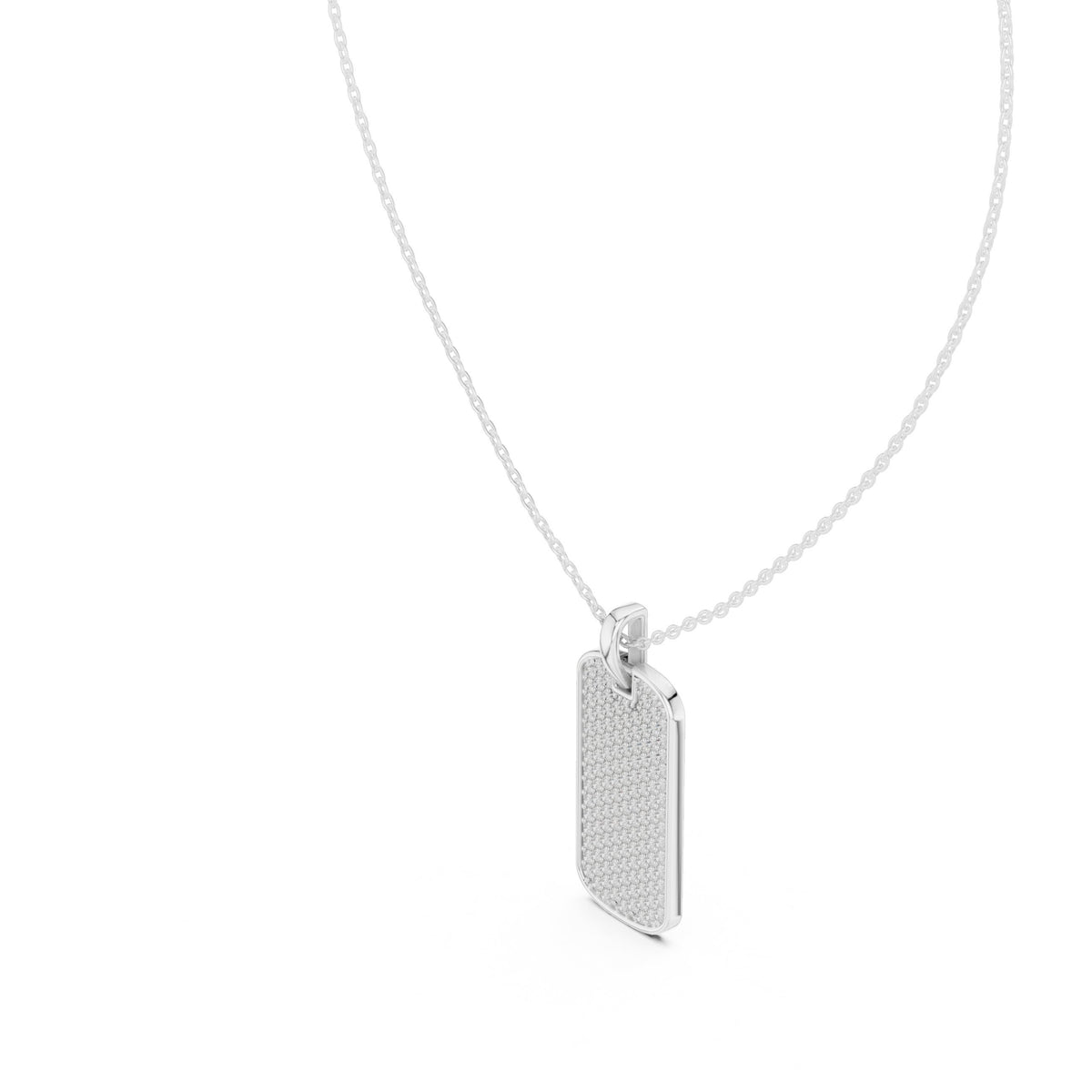 Pave Dog Tag Diamond Pendant