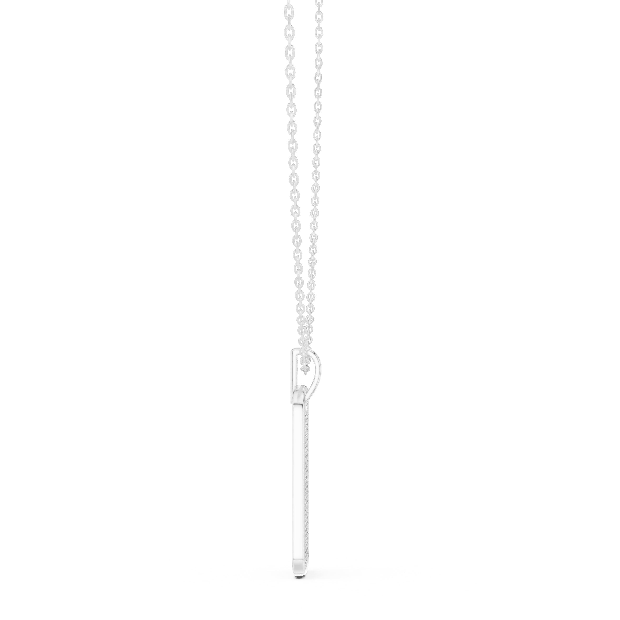 Pave Dog Tag Diamond Pendant in White Gold - VYKA Diamonds