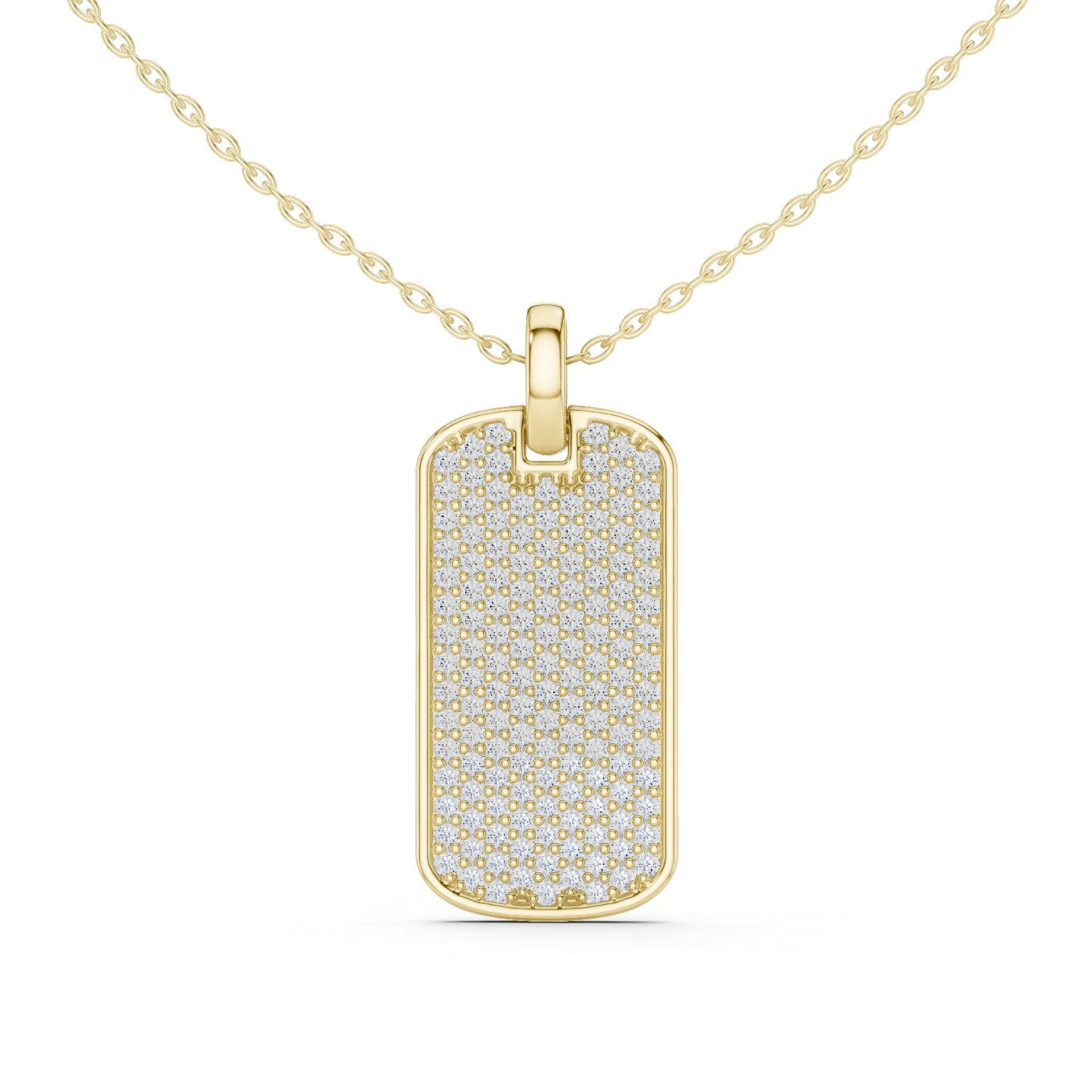 Pave Dog Tag Diamond Pendant in Yellow Gold - VYKA Diamonds