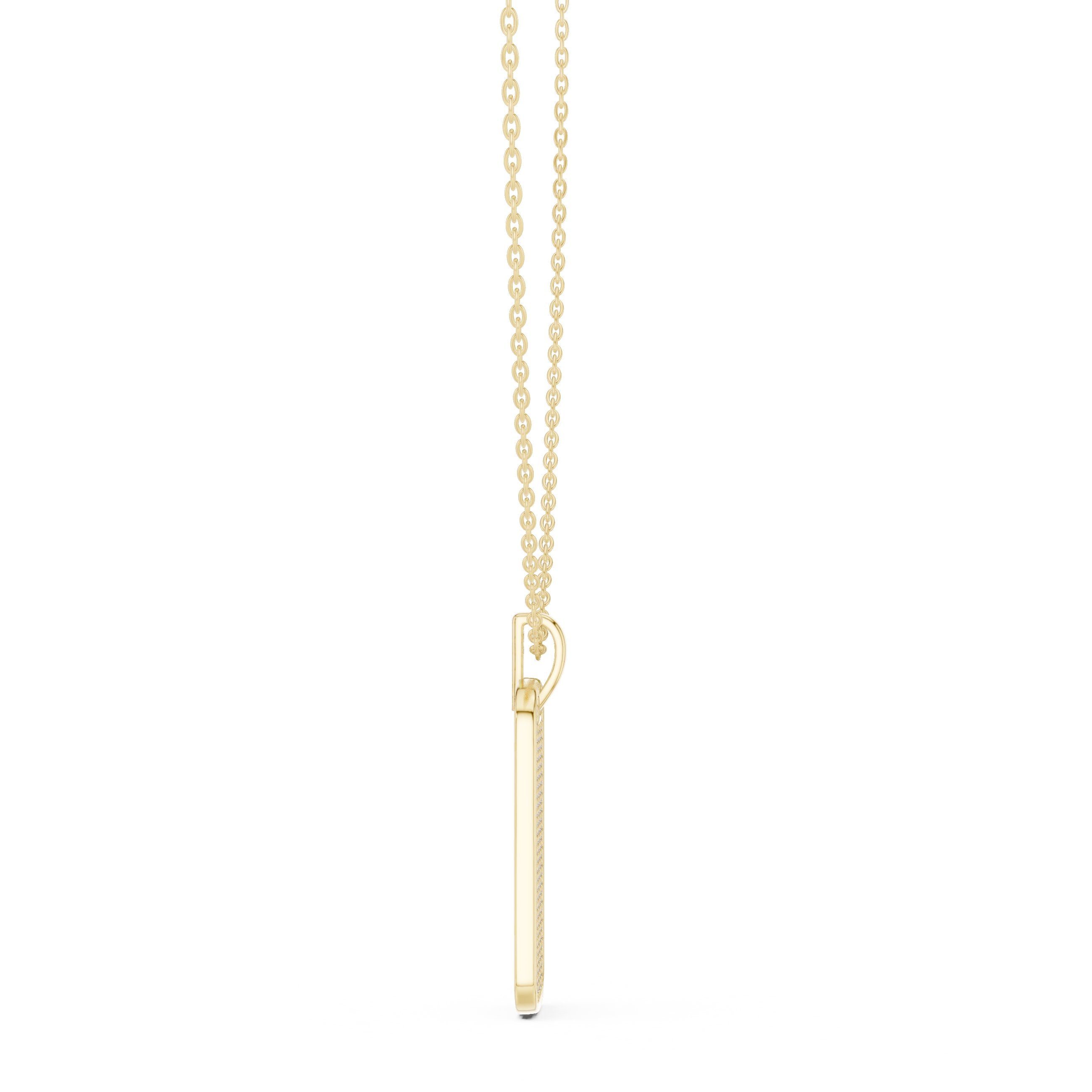 Pave Dog Tag Diamond Pendant in Yellow Gold - VYKA Diamonds
