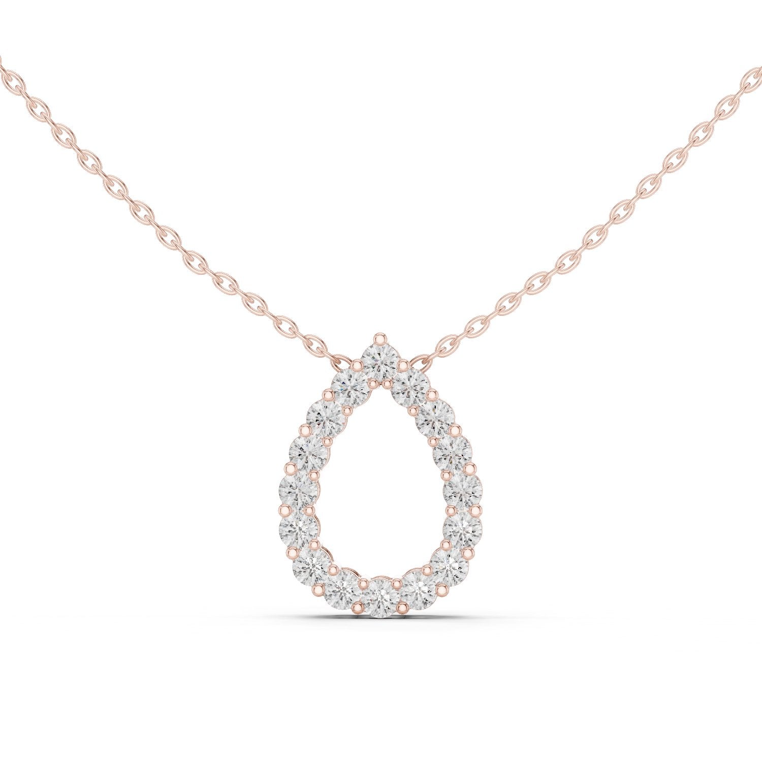 Open Teardrop Pave Diamond Pendant in Rose Gold - VYKA Diamonds