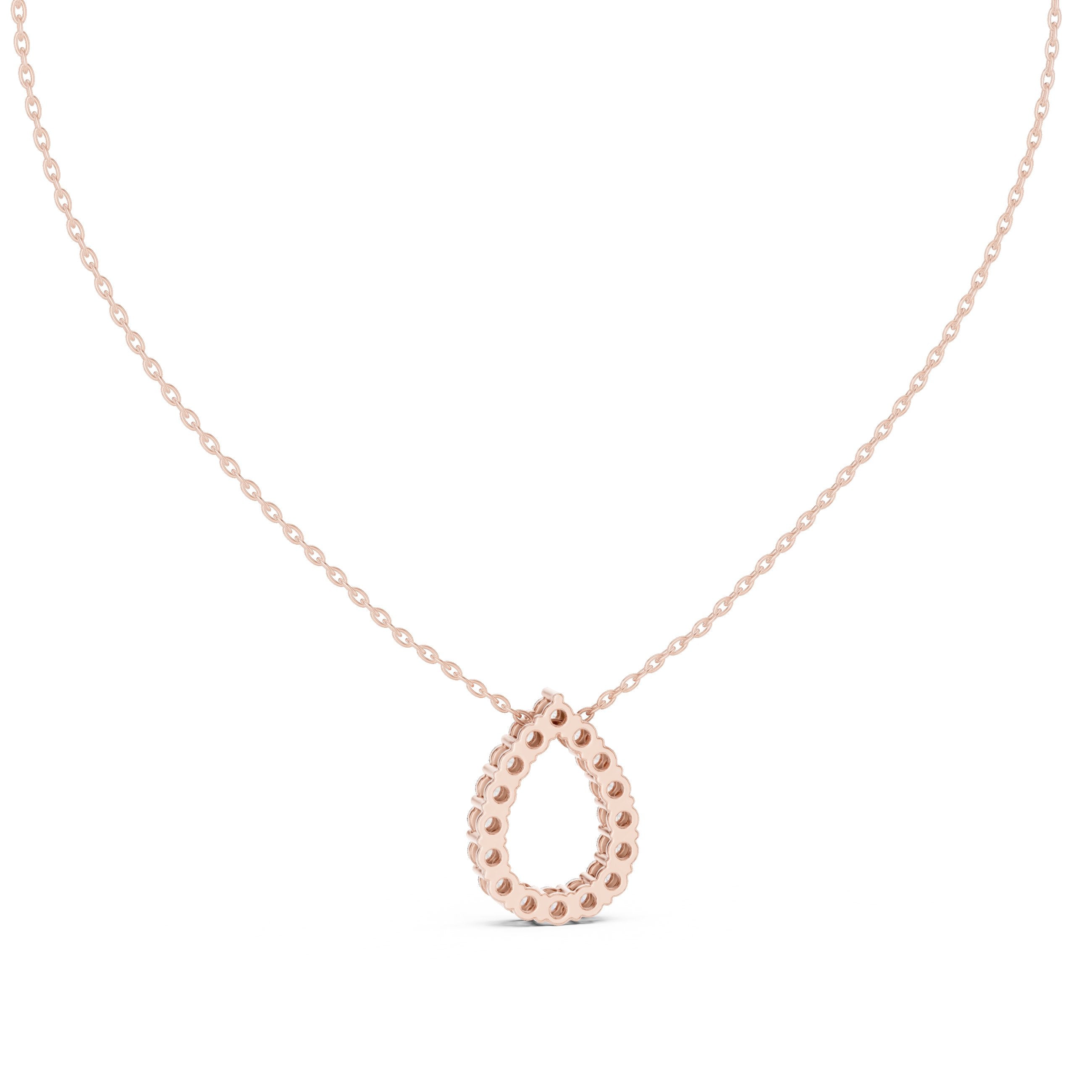 Open Teardrop Pave Diamond Pendant in Rose Gold - VYKA Diamonds