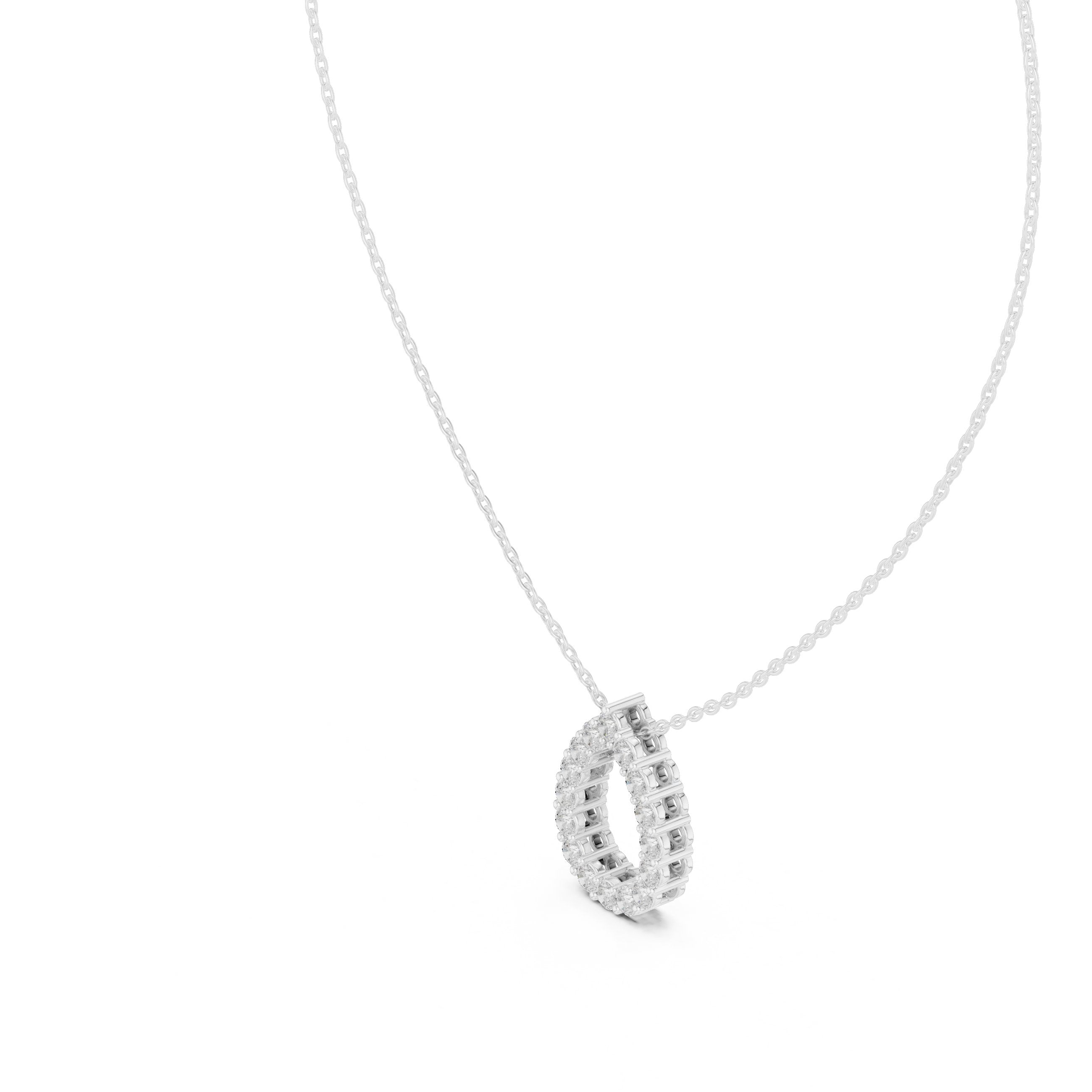 Open Teardrop Pave Diamond Pendant in White Gold - VYKA Diamonds
