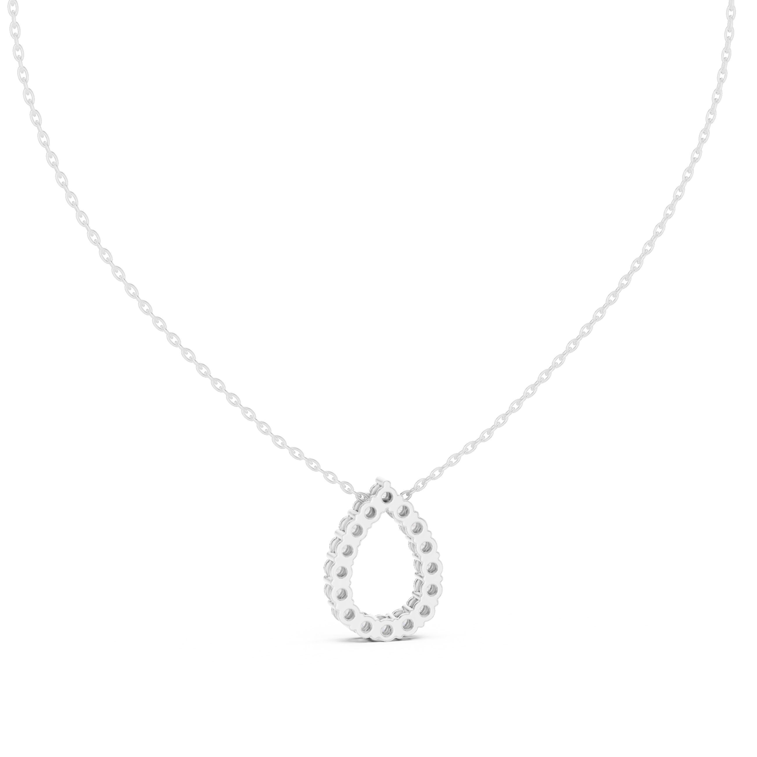 Open Teardrop Pave Diamond Pendant in White Gold - VYKA Diamonds
