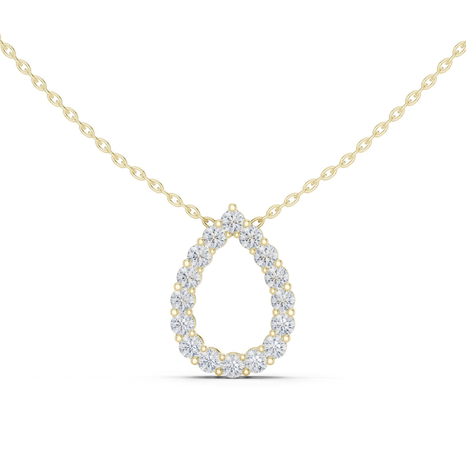 Open Teardrop Pave Diamond Pendant in Yellow Gold - VYKA Diamonds