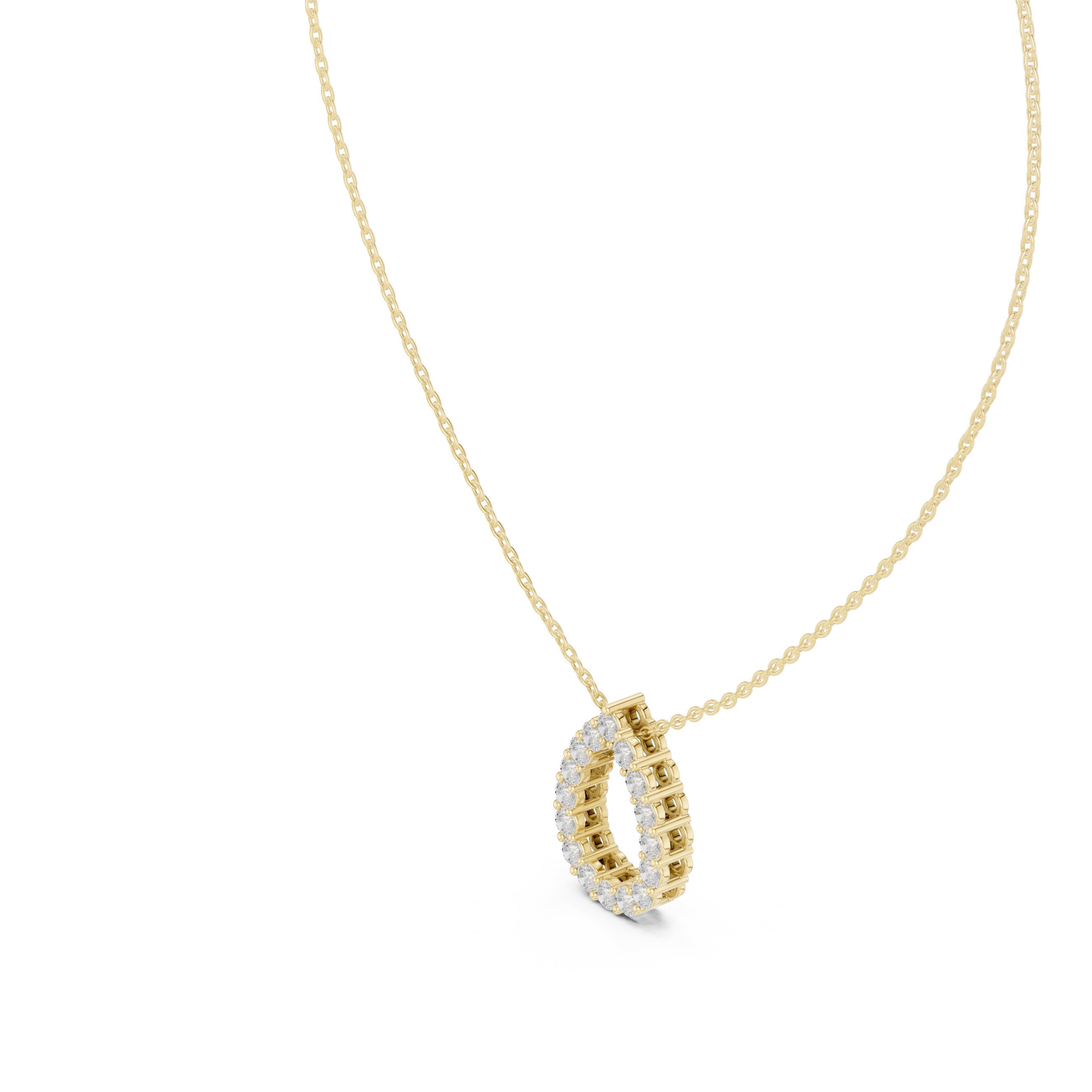 Open Teardrop Pave Diamond Pendant in Yellow Gold - VYKA Diamonds