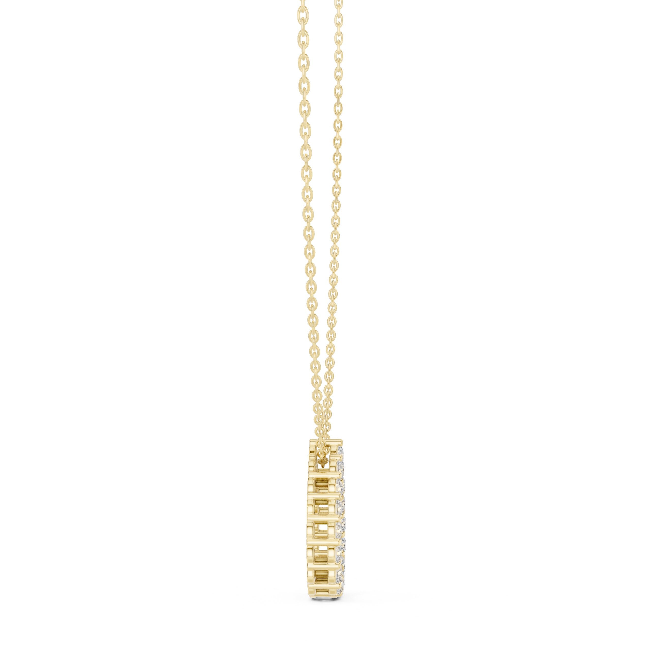 Open Teardrop Pave Diamond Pendant in Yellow Gold - VYKA Diamonds
