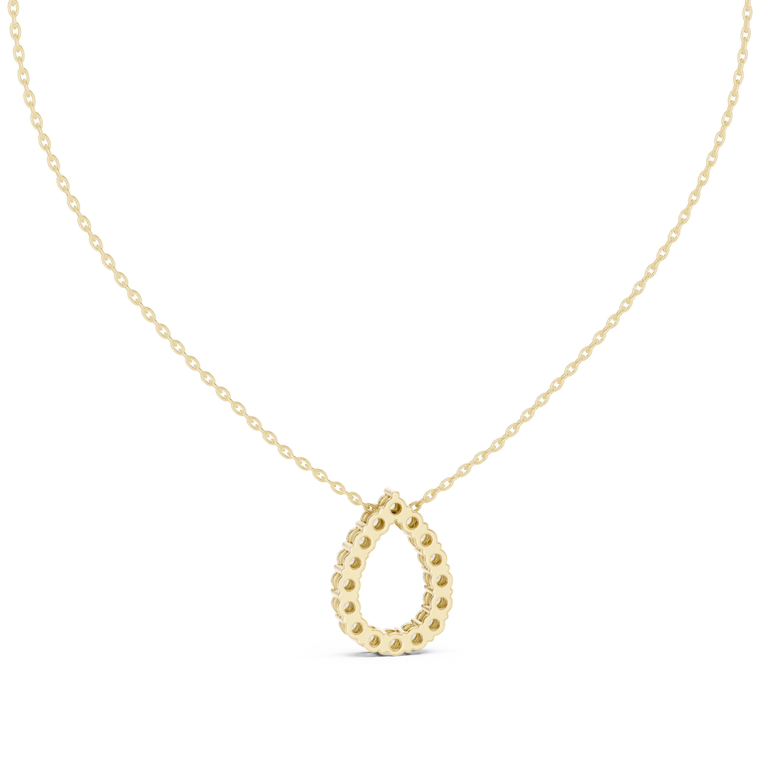 Open Teardrop Pave Diamond Pendant in Yellow Gold - VYKA Diamonds
