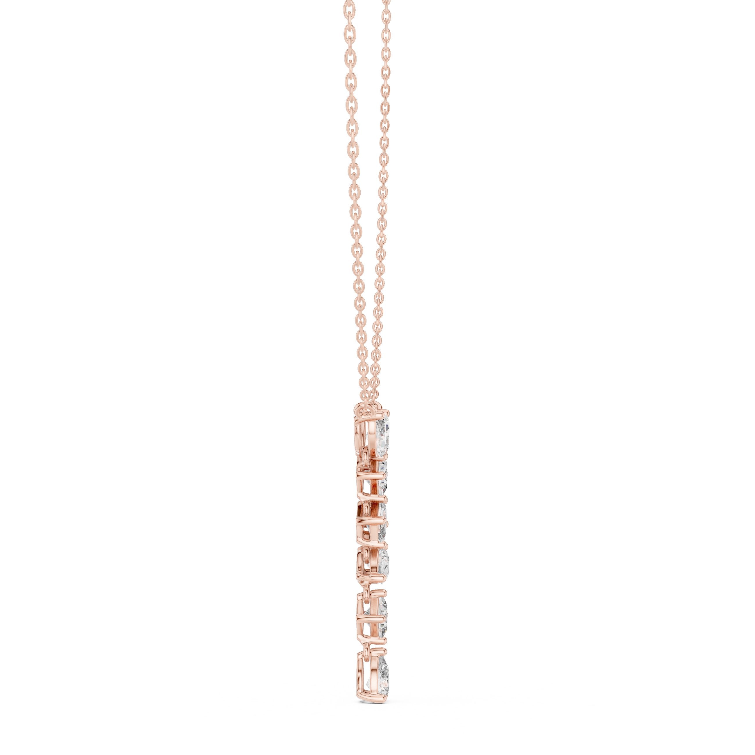 Mixed-Cut Cascade Diamond Pendant in Rose Gold - VYKA Diamonds