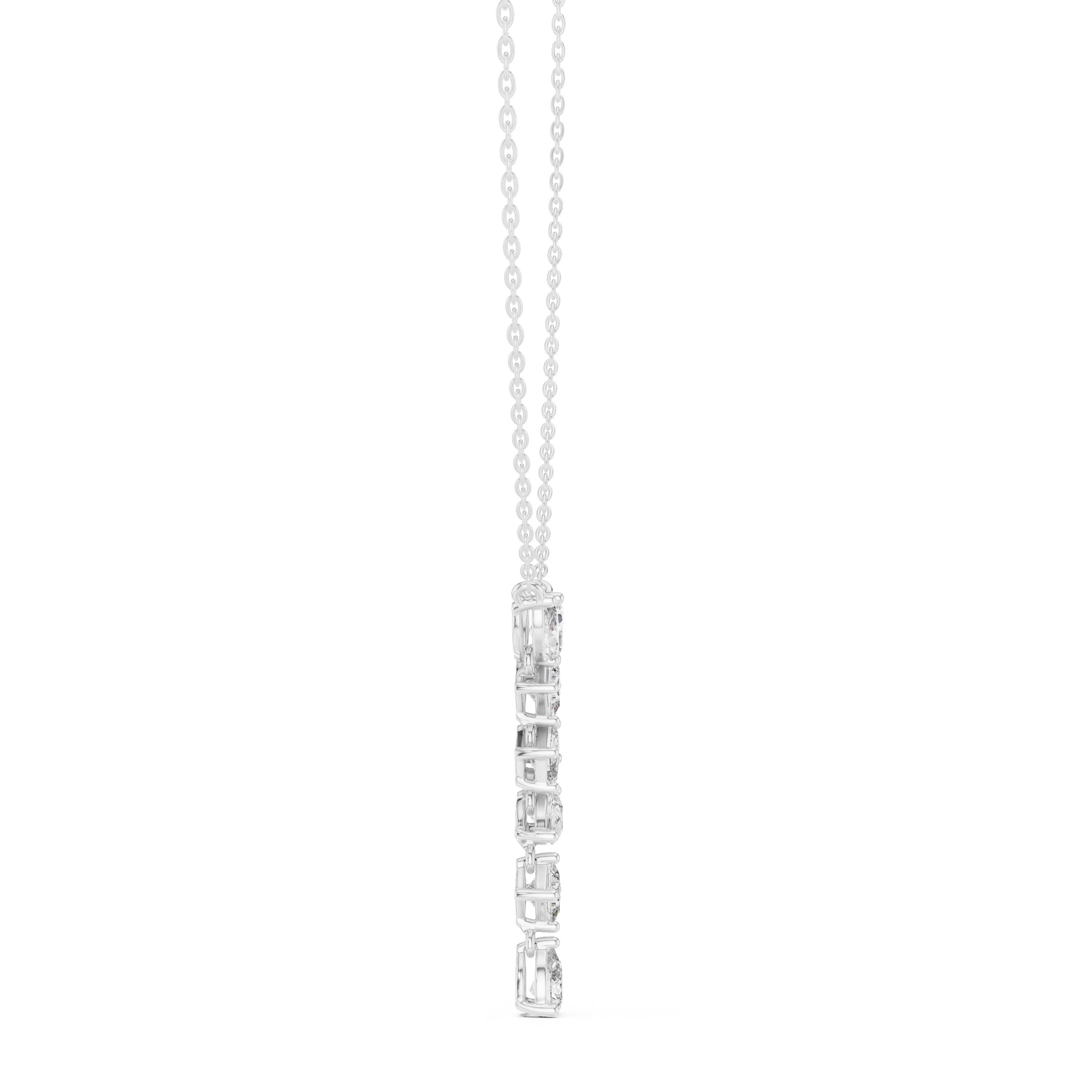 Mixed-Cut Cascade Diamond Pendant in White Gold - VYKA Diamonds