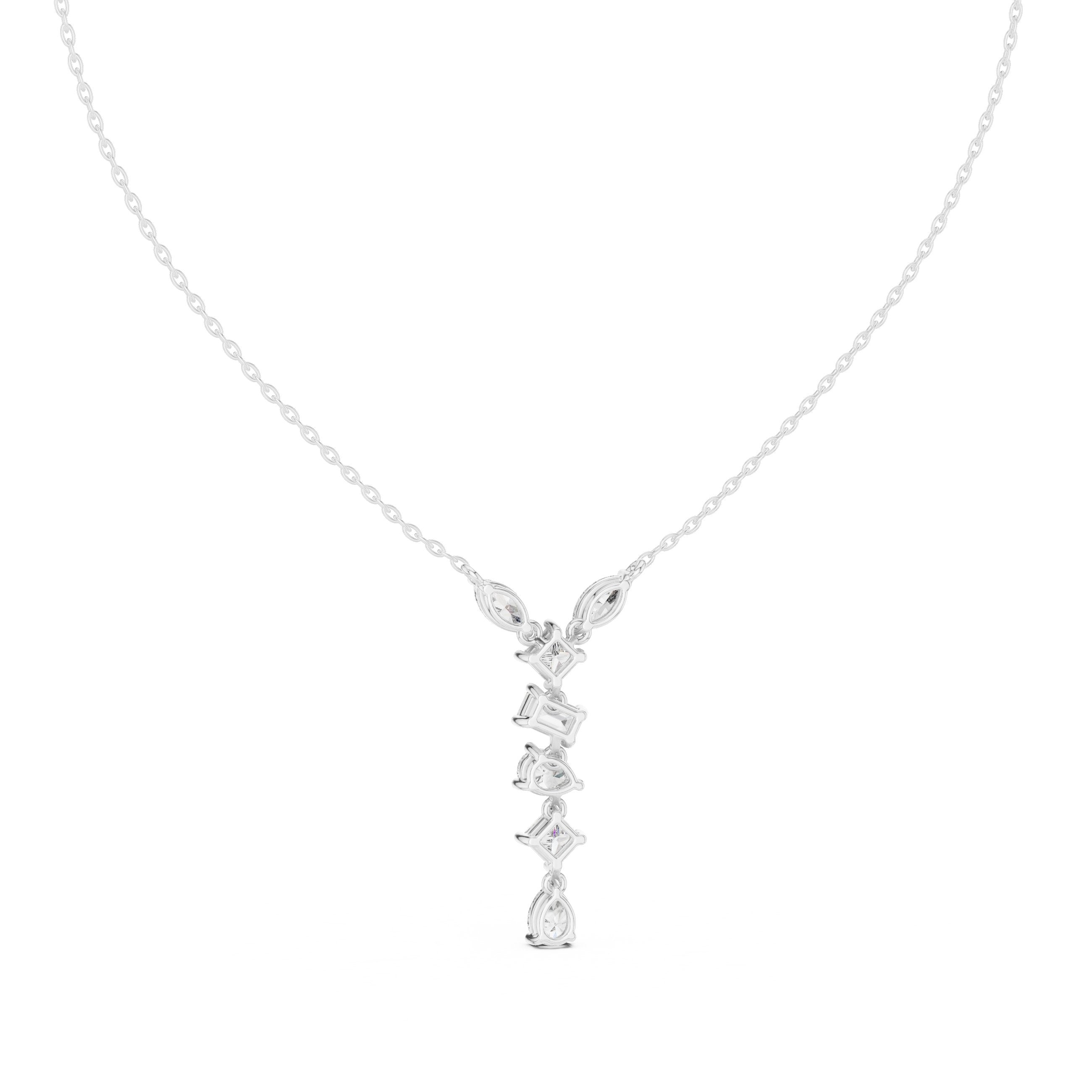 Mixed-Cut Cascade Diamond Pendant in White Gold - VYKA Diamonds