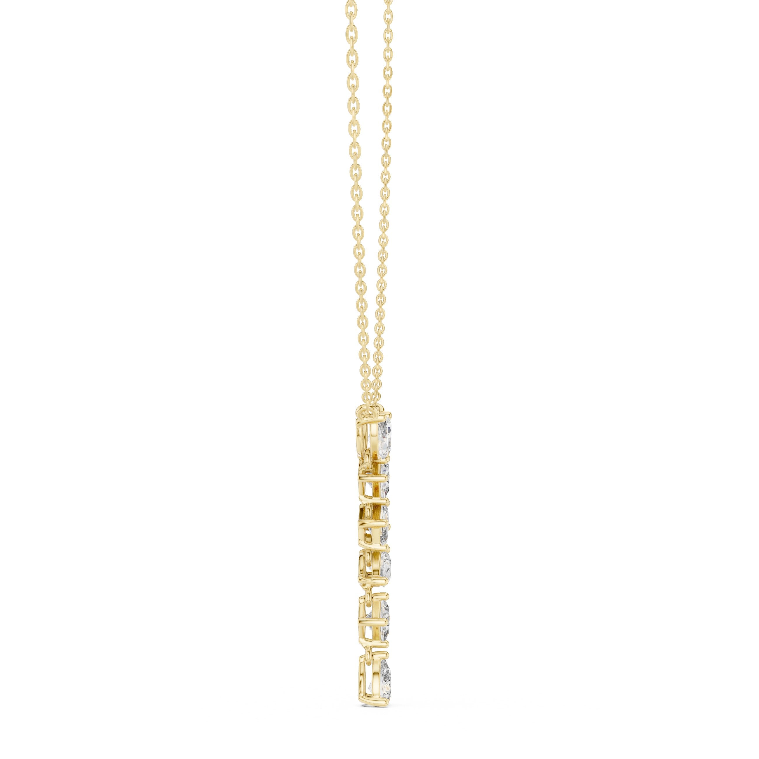 Mixed-Cut Cascade Diamond Pendant in Yellow Gold - VYKA Diamonds