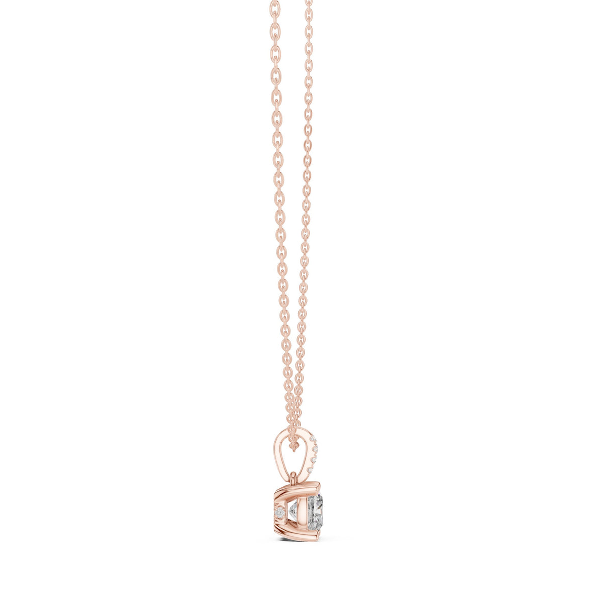 Cushion Cut Solitaire Diamond Pendant with Pave Bail