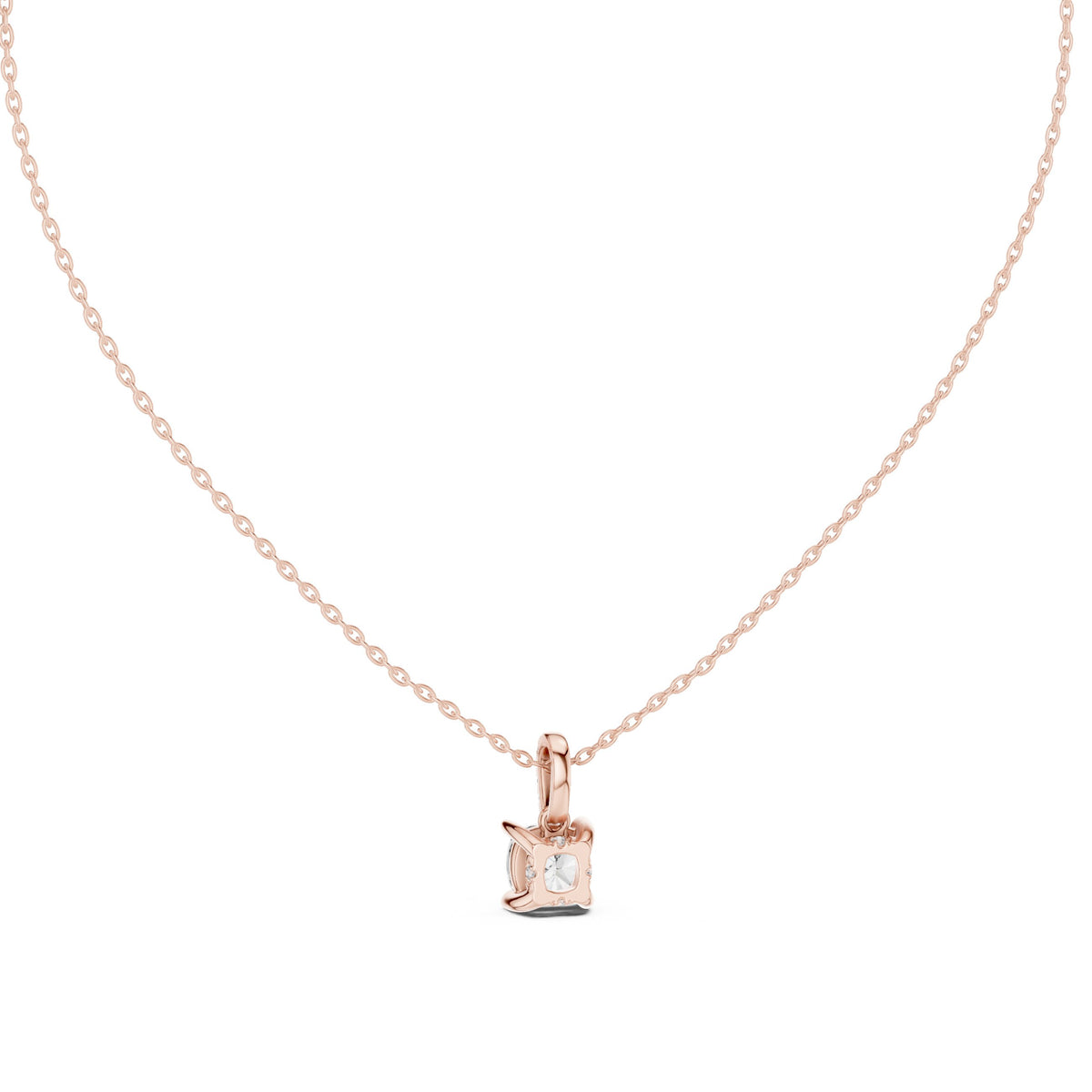 Cushion Cut Solitaire Diamond Pendant with Pave Bail